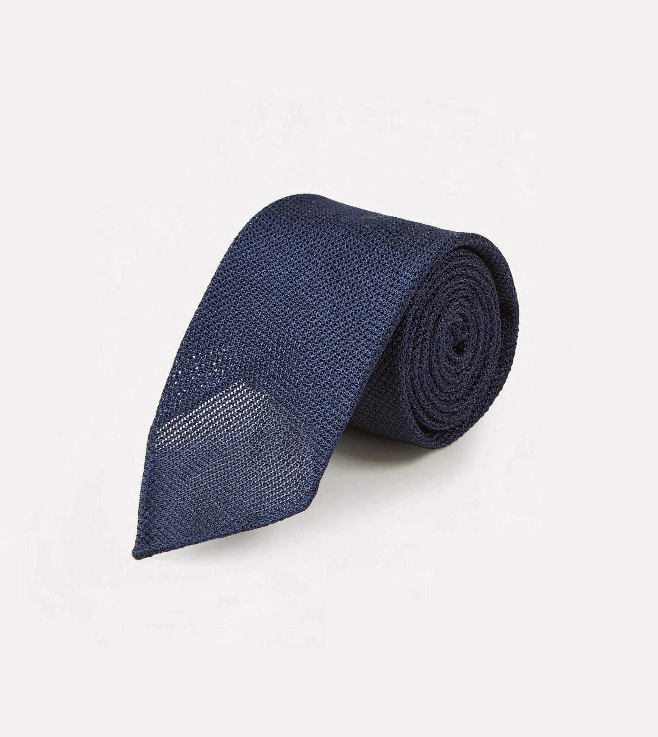 Navy Fine Woven Grenadine Silk Hand Rolled Tie sold by Drake's London product image thumbnail 2