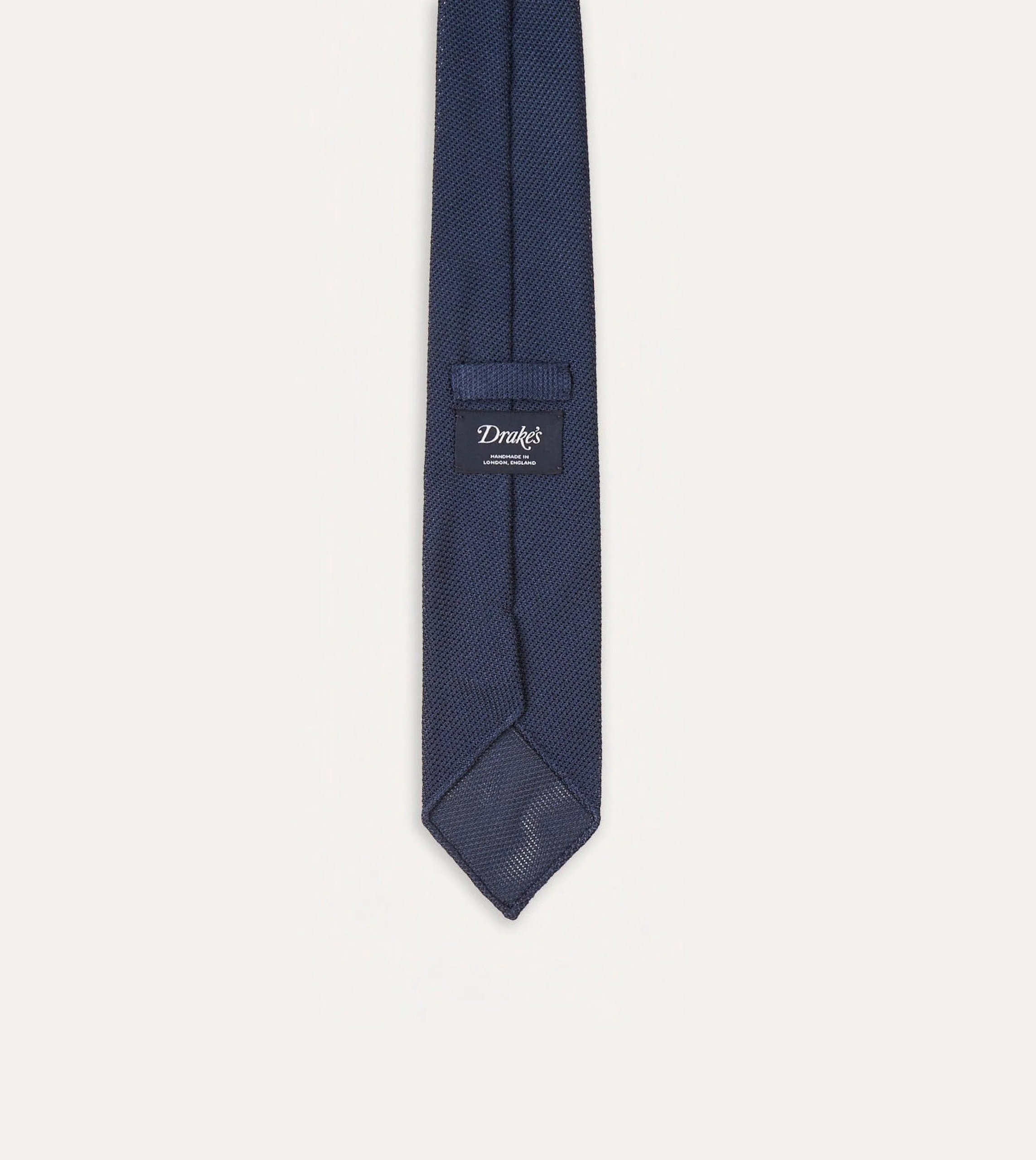 Navy Fine Woven Grenadine Silk Hand Rolled Tie sold by Drake's London product image thumbnail 5