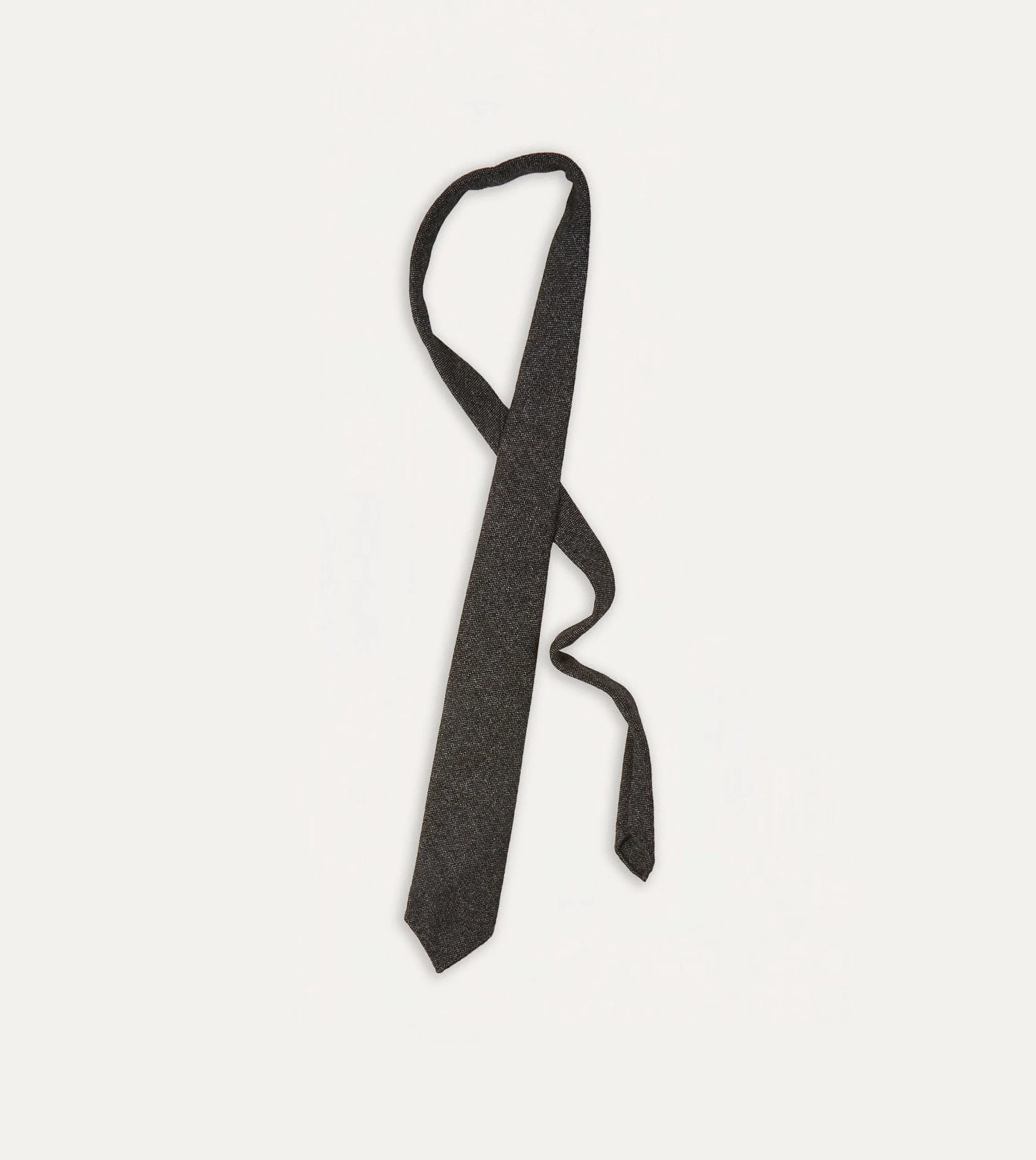 Black Pure Cashmere Solid Hand Rolled Tie sold by Drake's London product image thumbnail 4