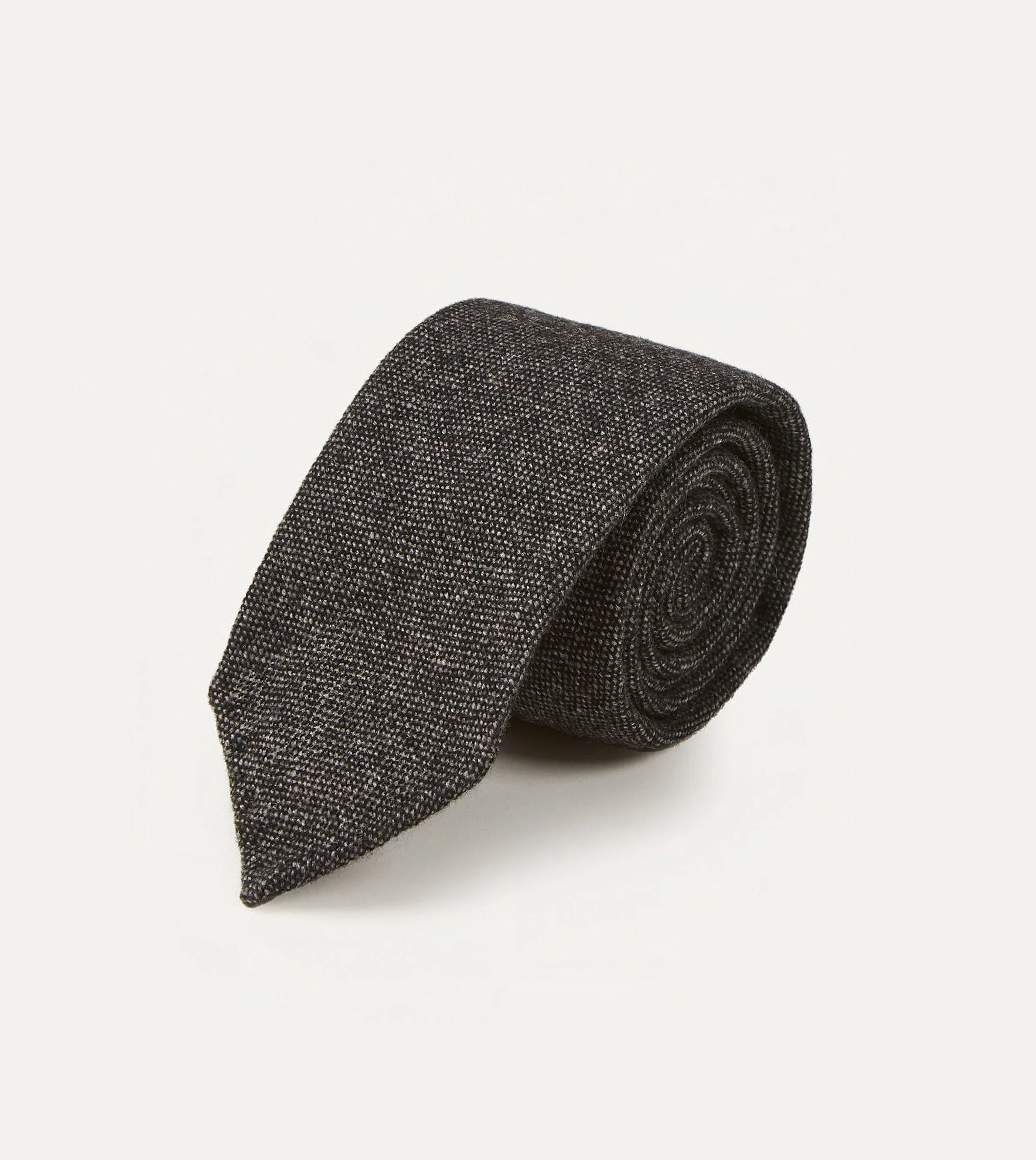 Black Pure Cashmere Solid Hand Rolled Tie sold by Drake's London product image thumbnail 2