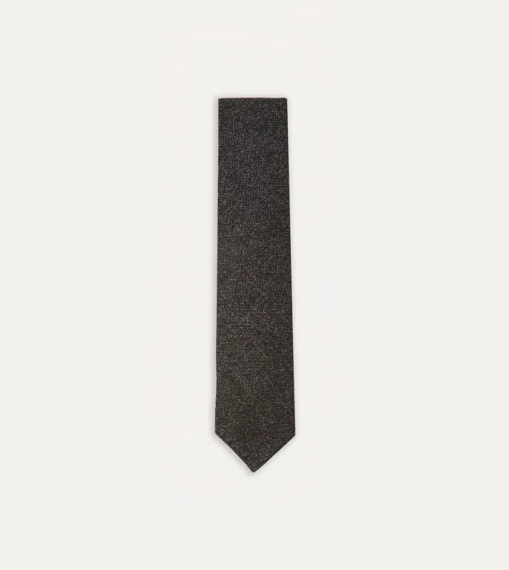 Black Pure Cashmere Solid Hand Rolled Tie sold by Drake's London