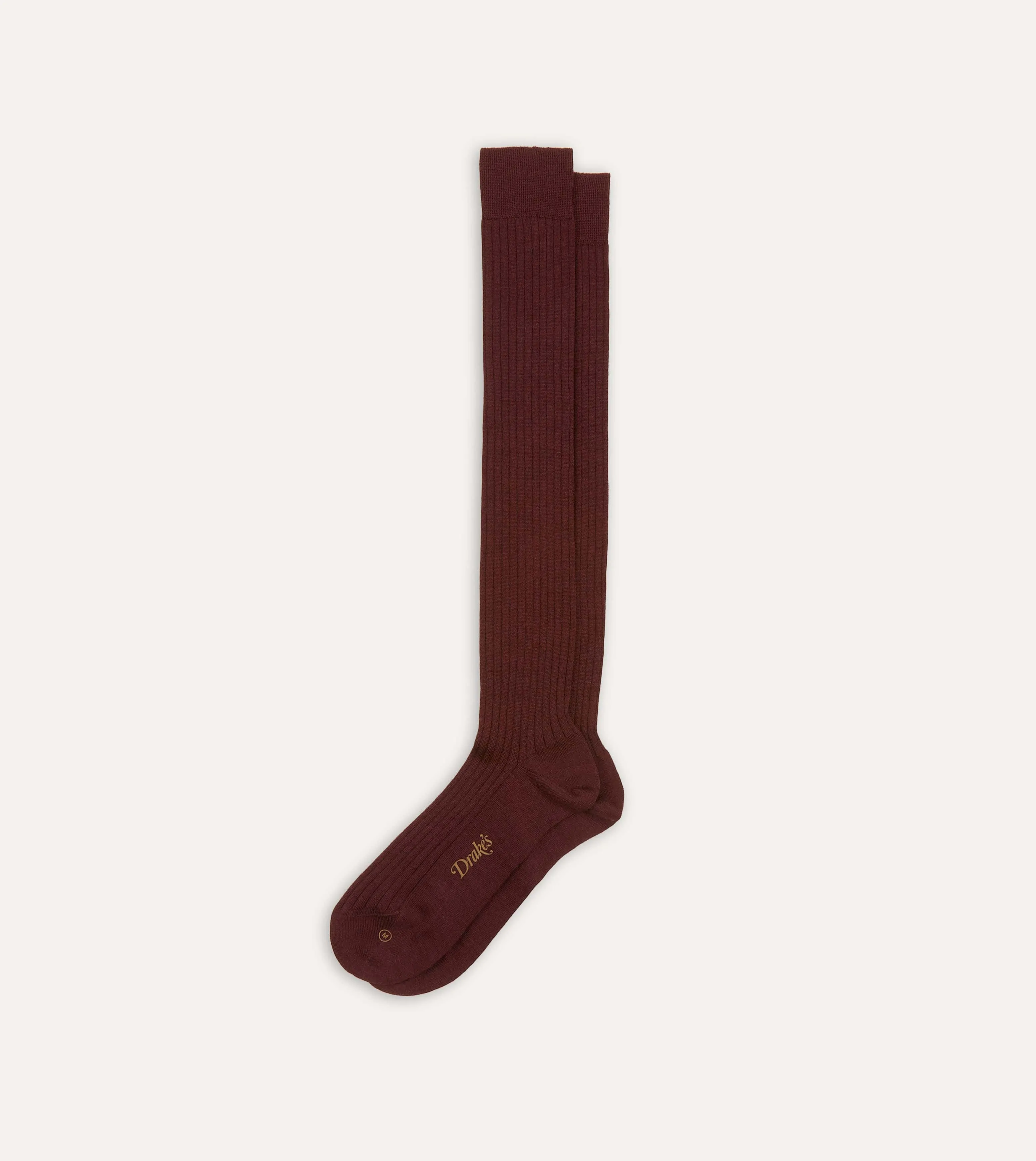 Burgundy Wool Over-The-Calf Socks sold by Drake's London product image thumbnail 3
