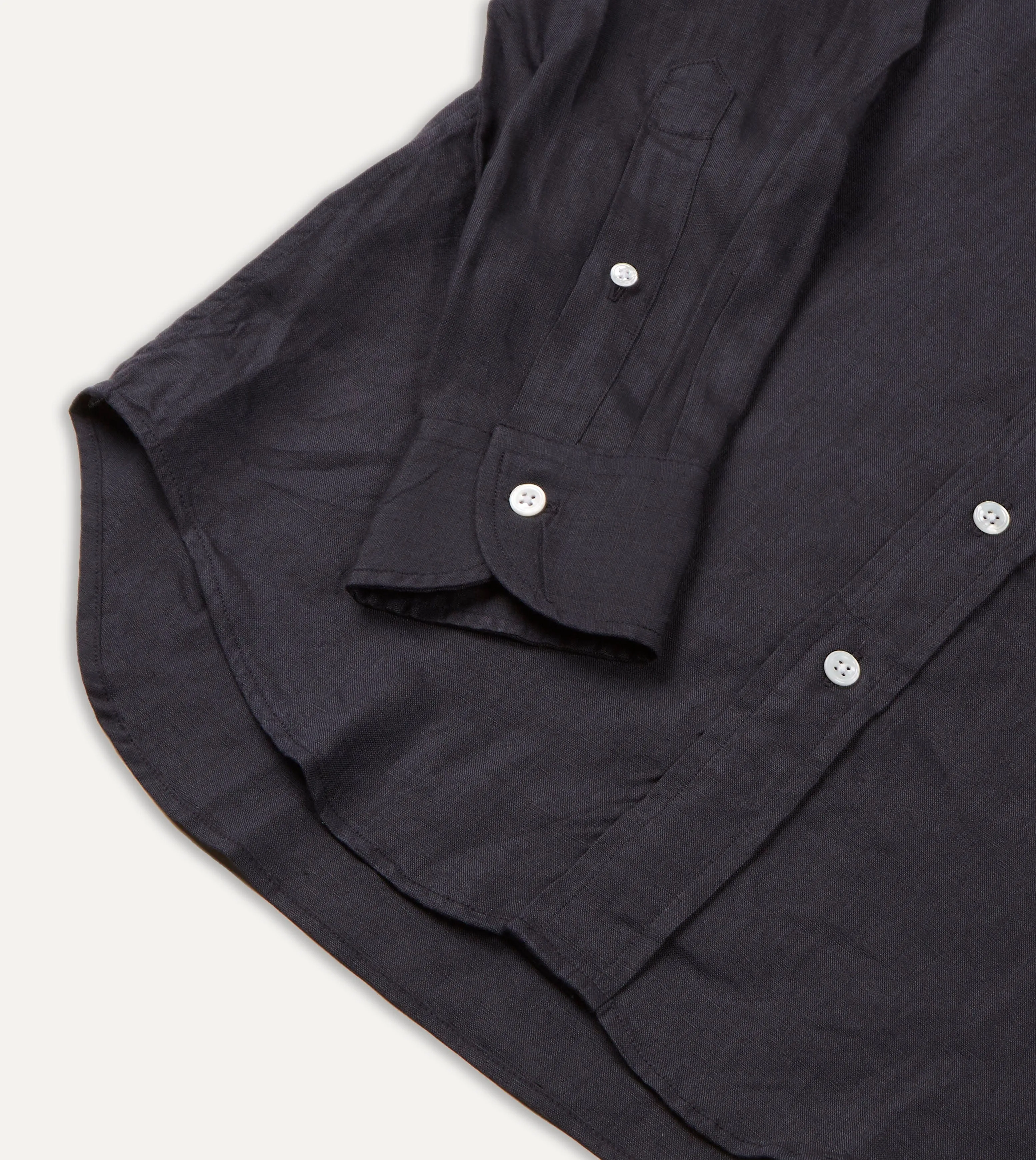Dark Navy Linen Spread Collar Shirt sold by Drake's London product image thumbnail 5