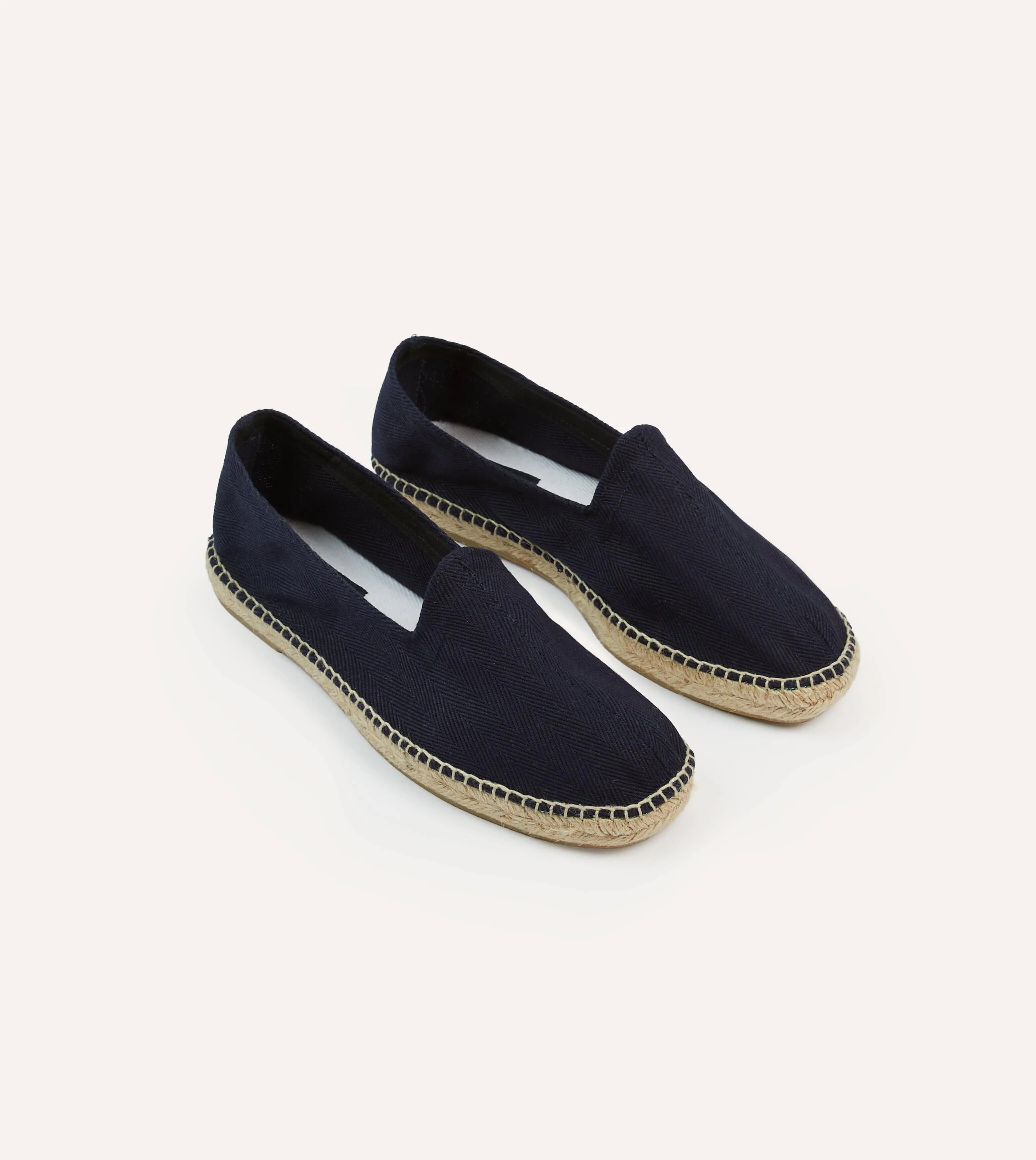 Navy Herringbone Cotton Espadrilles sold by Drake's London