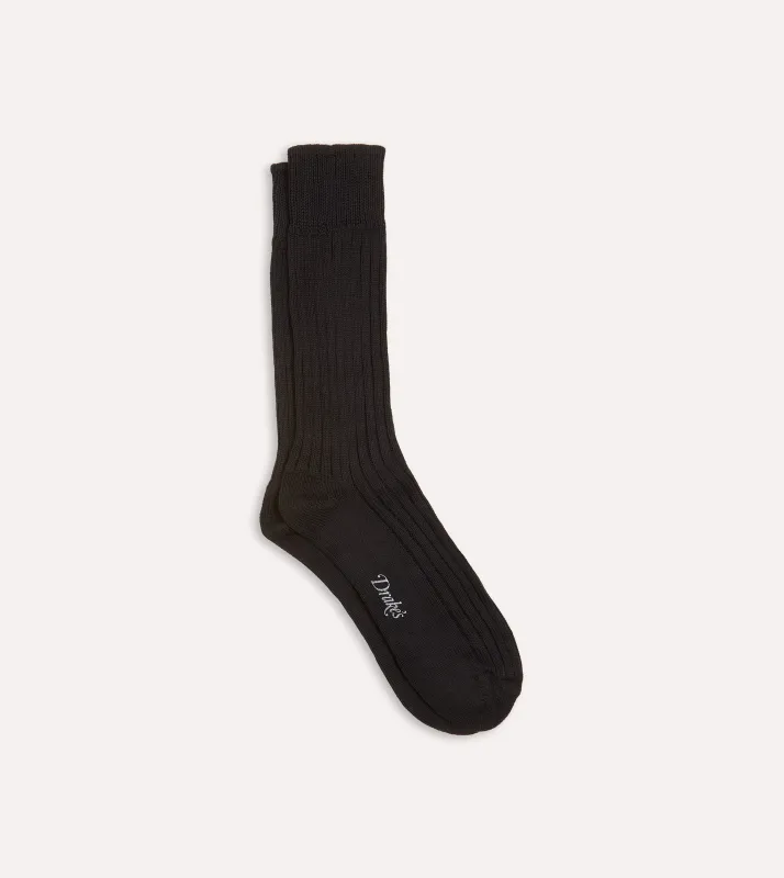 Black Cotton Sports Socks sold by Drake's London