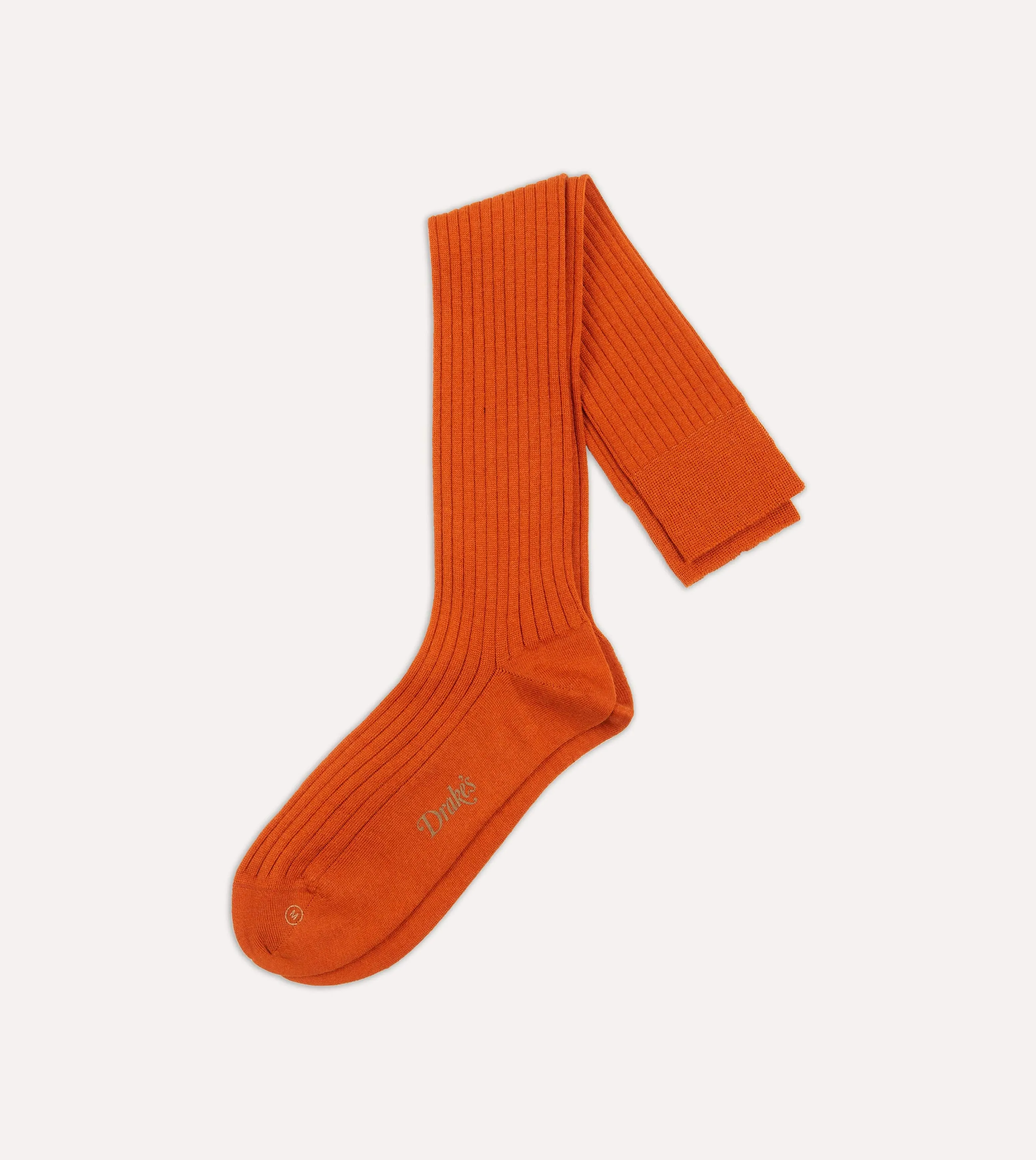 Orange Wool Over-The-Calf Socks sold by Drake's London