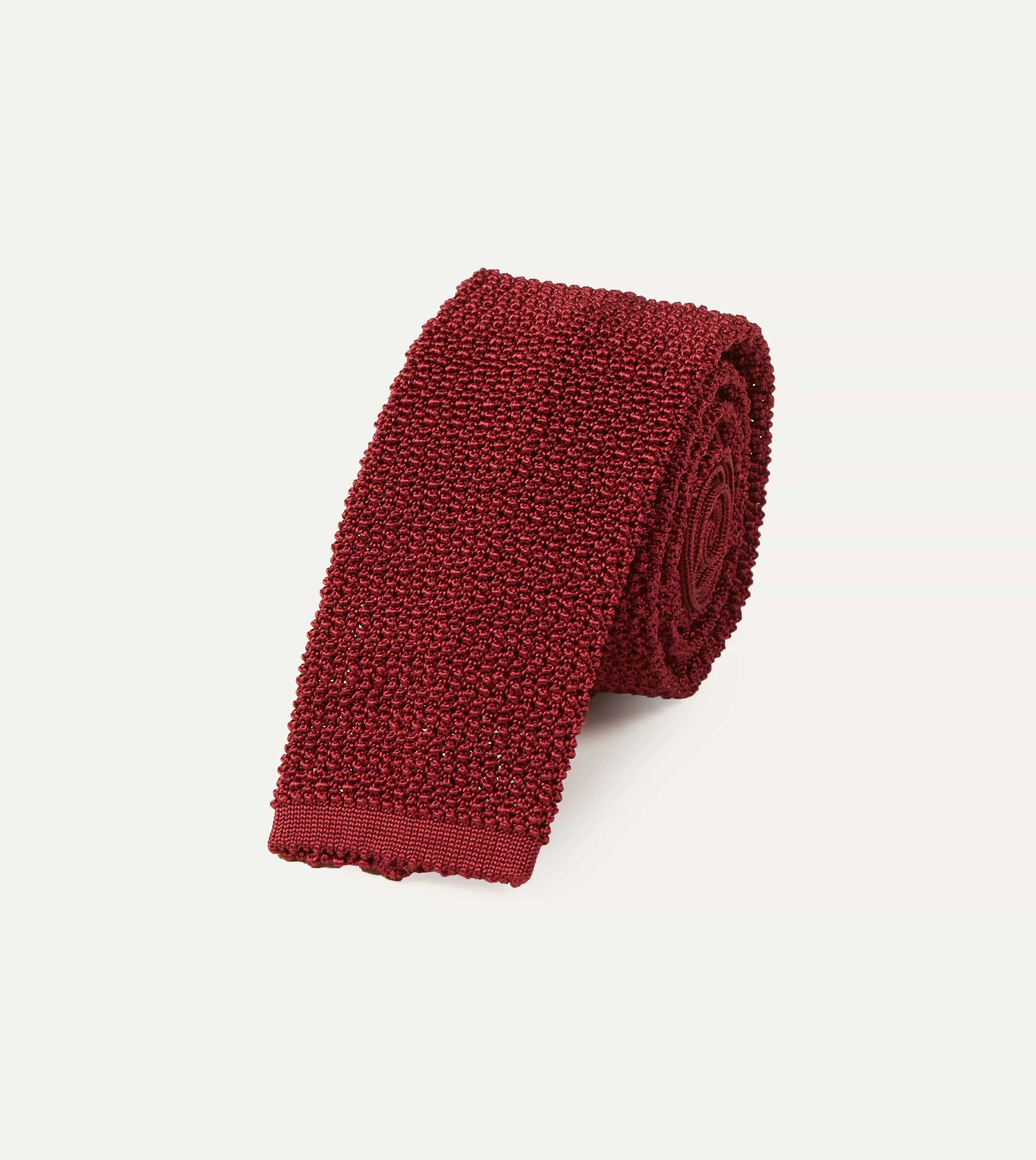 Light Wine Knitted Silk Solid Colour Tie sold by Drake's London product image thumbnail 2
