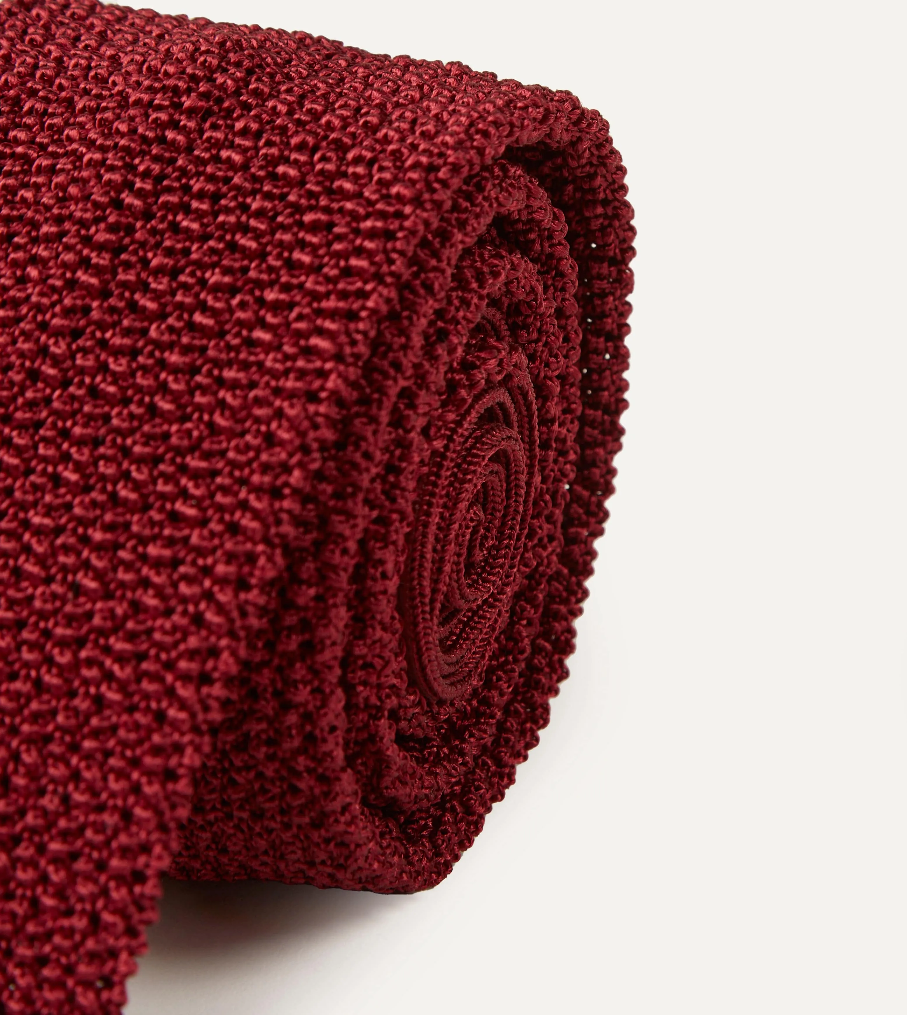 Light Wine Knitted Silk Solid Colour Tie sold by Drake's London product image thumbnail 3