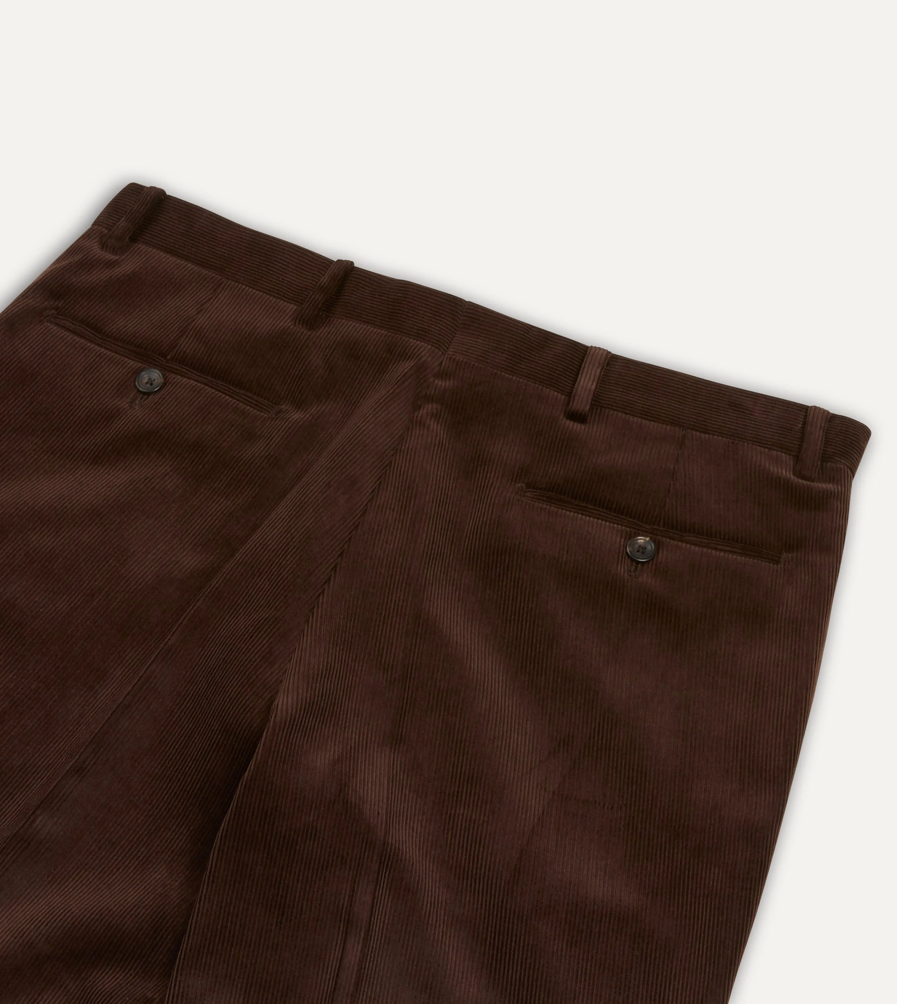 Brown Mid-Wale Corduroy Flat Front Trouser sold by Drake's London product image thumbnail 4