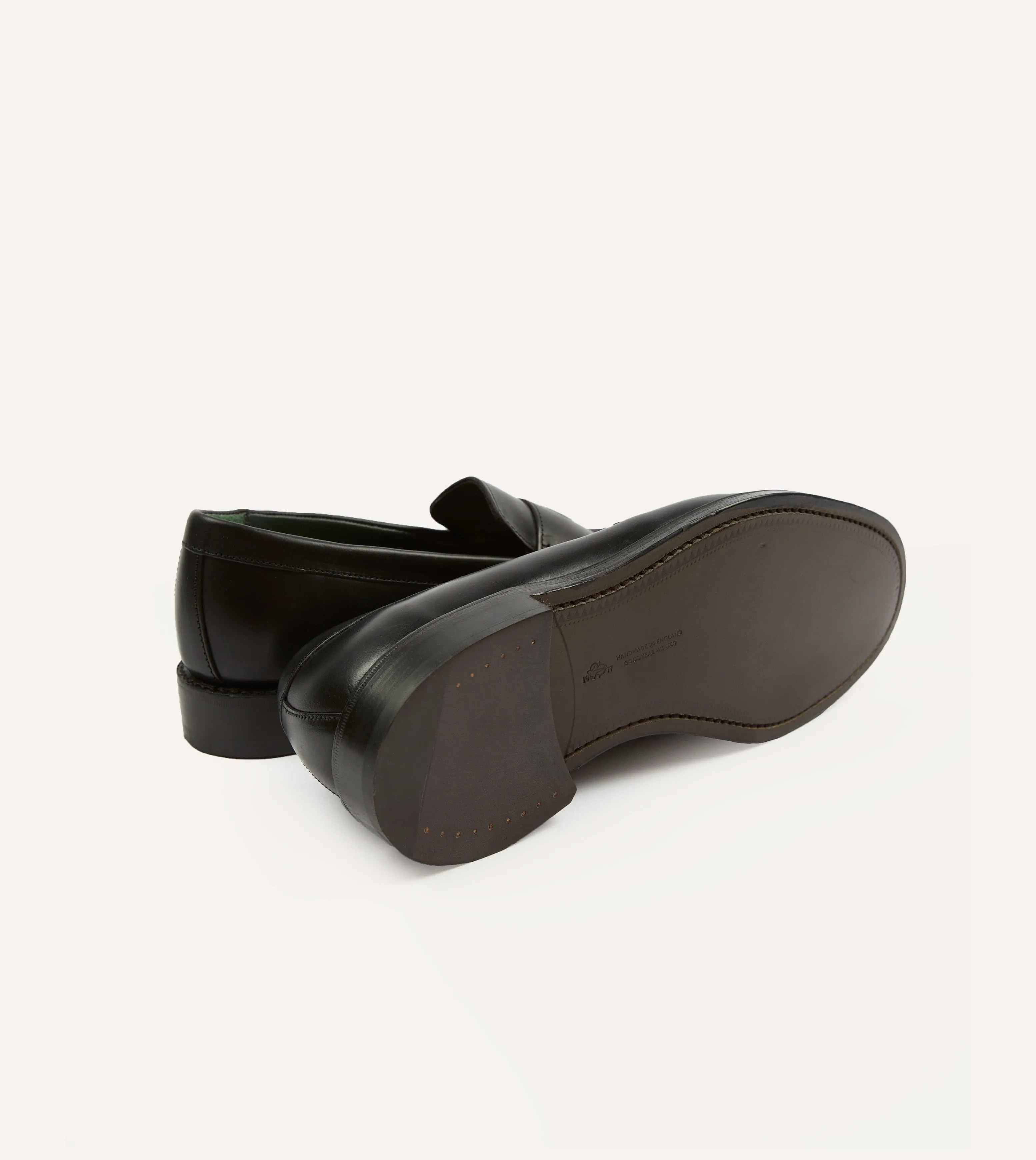 Black Leather Charles Goodyear Welted Penny Loafer sold by Drake's London product image thumbnail 2