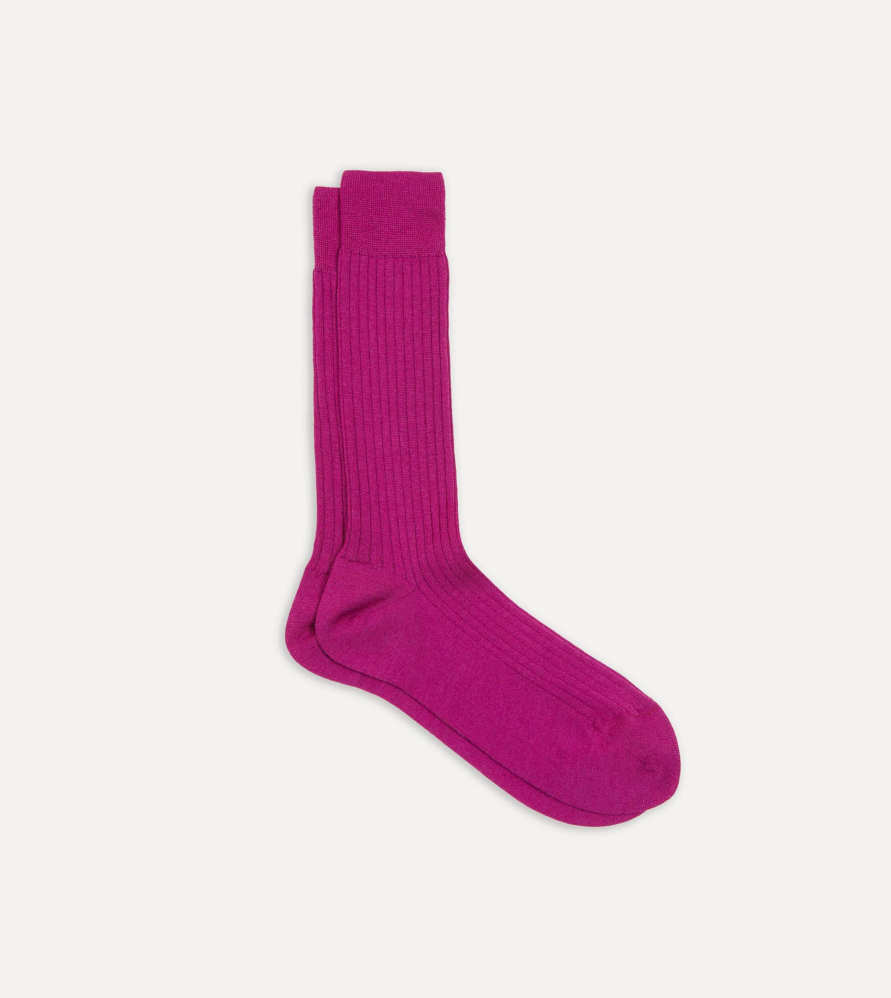 Magenta Wool Mid-Calf Socks sold by Drake's London