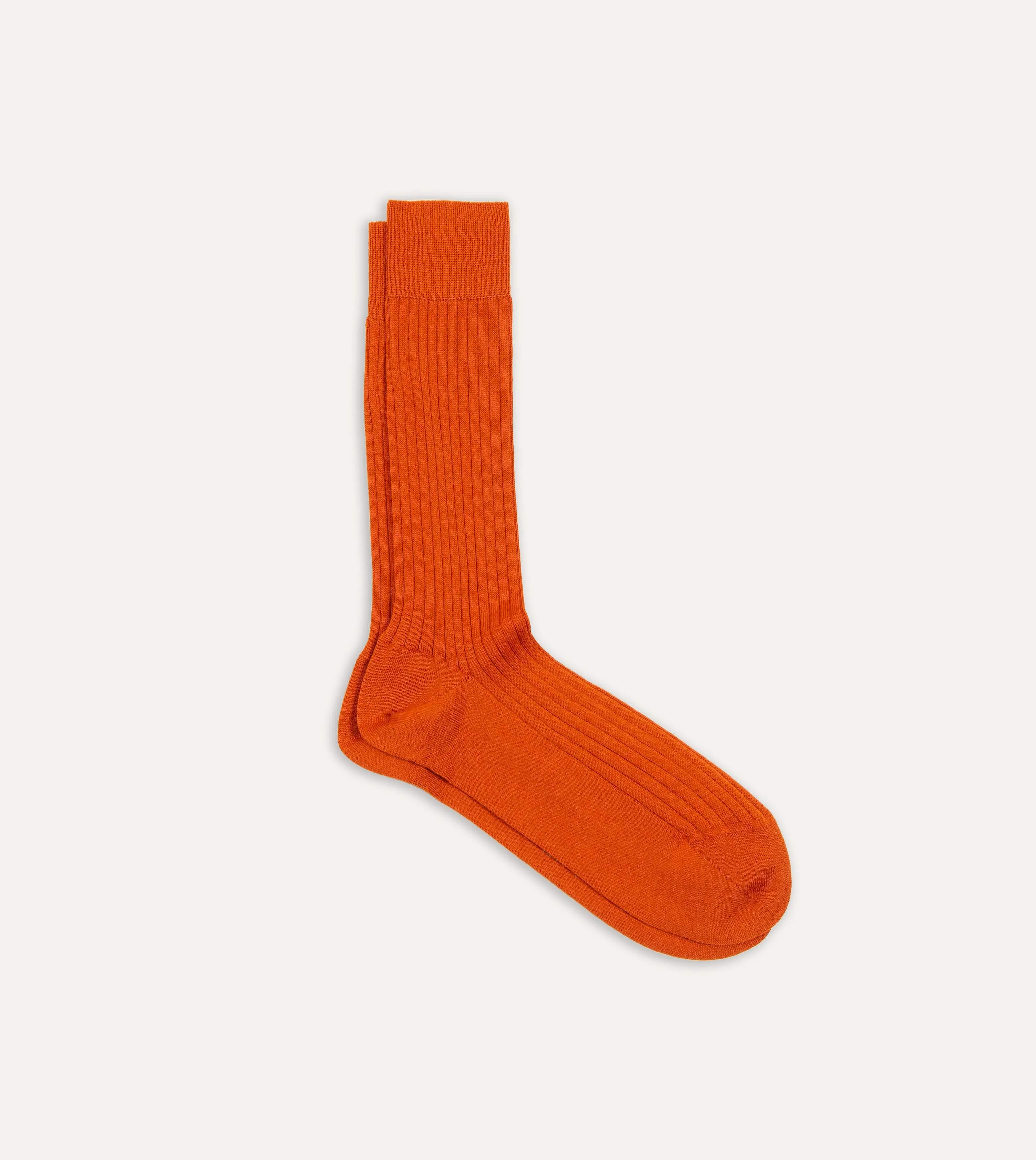 Orange Wool Mid-Calf Socks sold by Drake's London