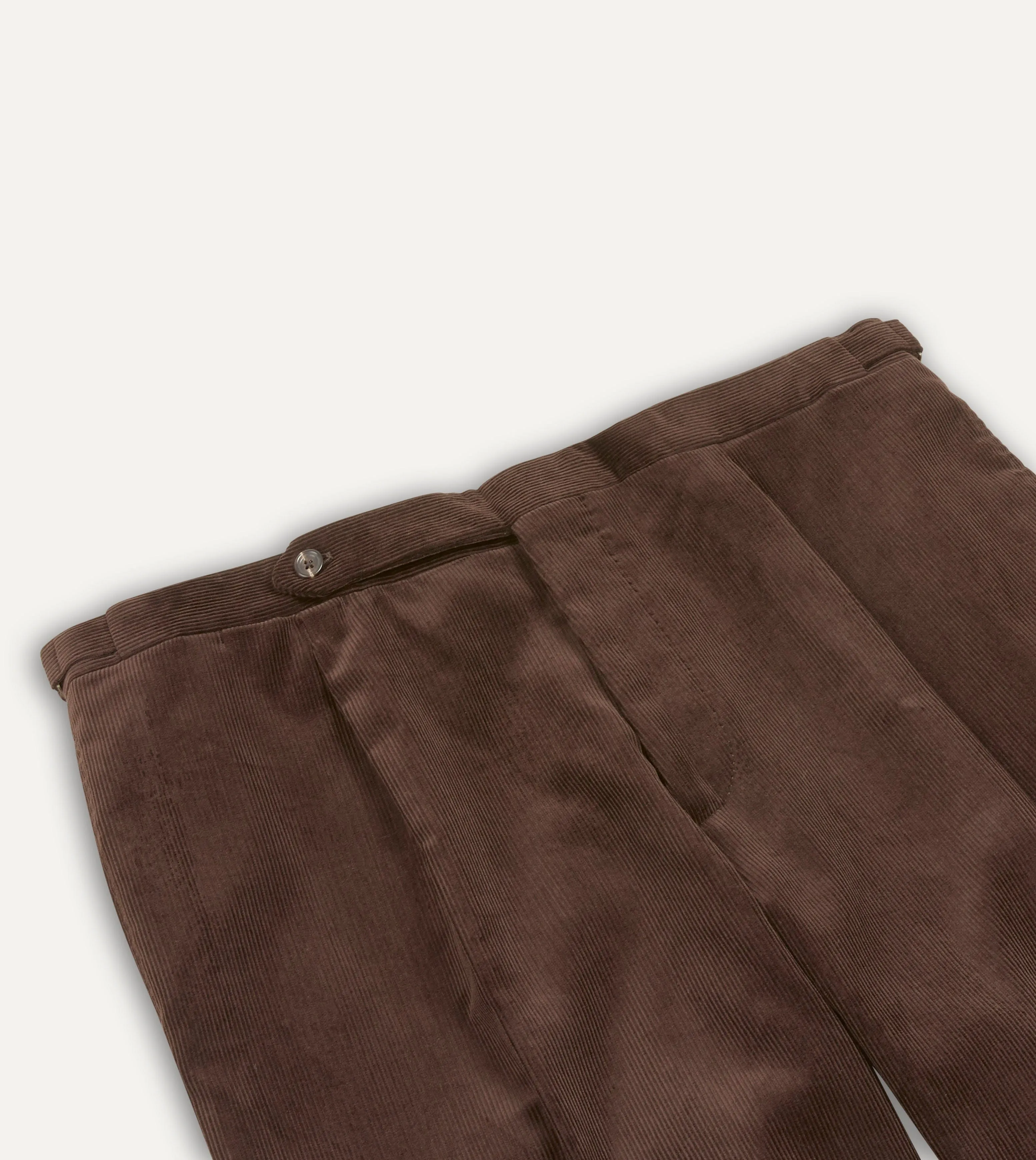 Brown Mid-Wale Corduroy Single Pleat Trouser sold by Drake's London product image thumbnail 3