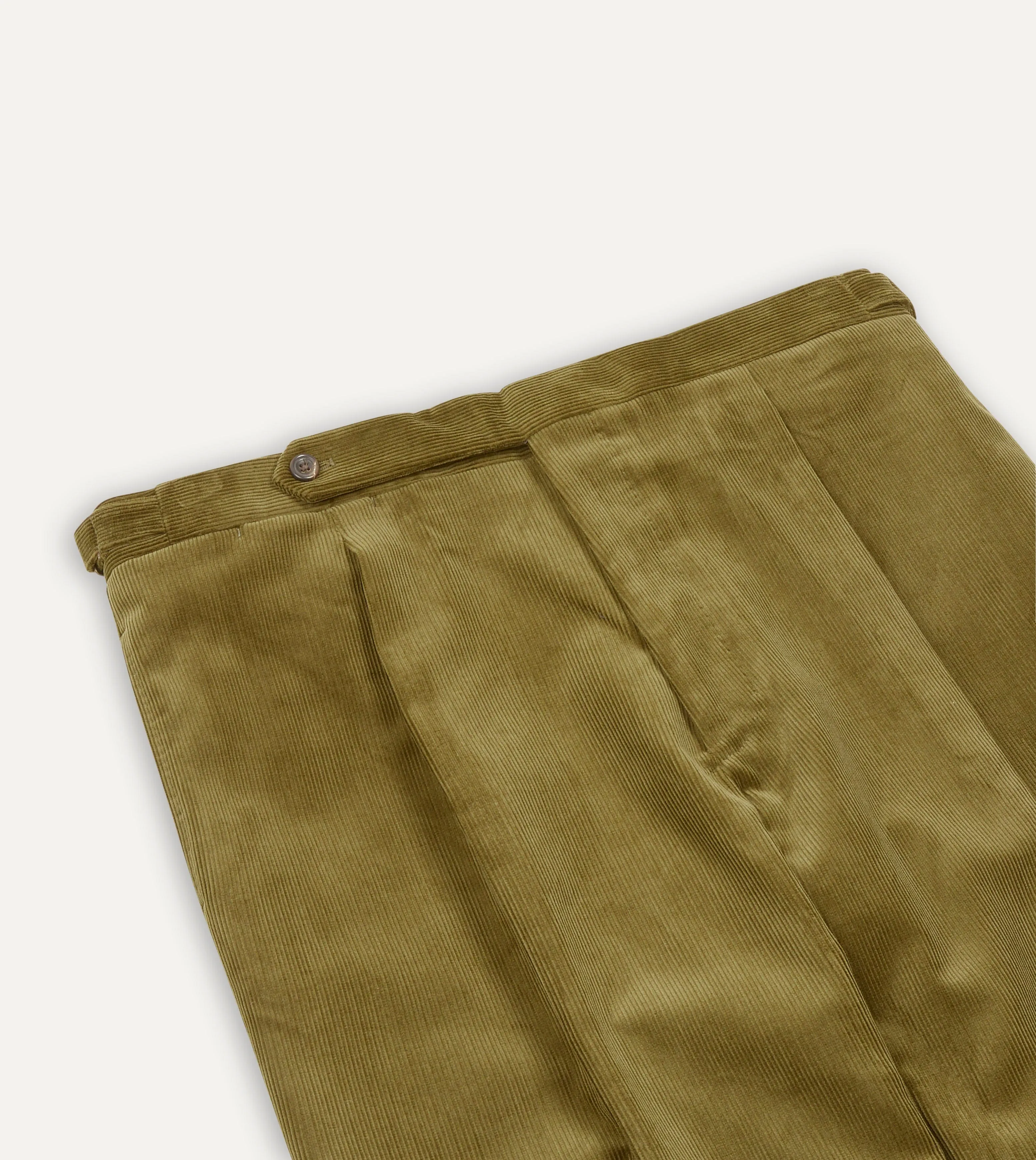 Olive Mid-Wale Corduroy Single Pleat Trouser sold by Drake's London product image thumbnail 3