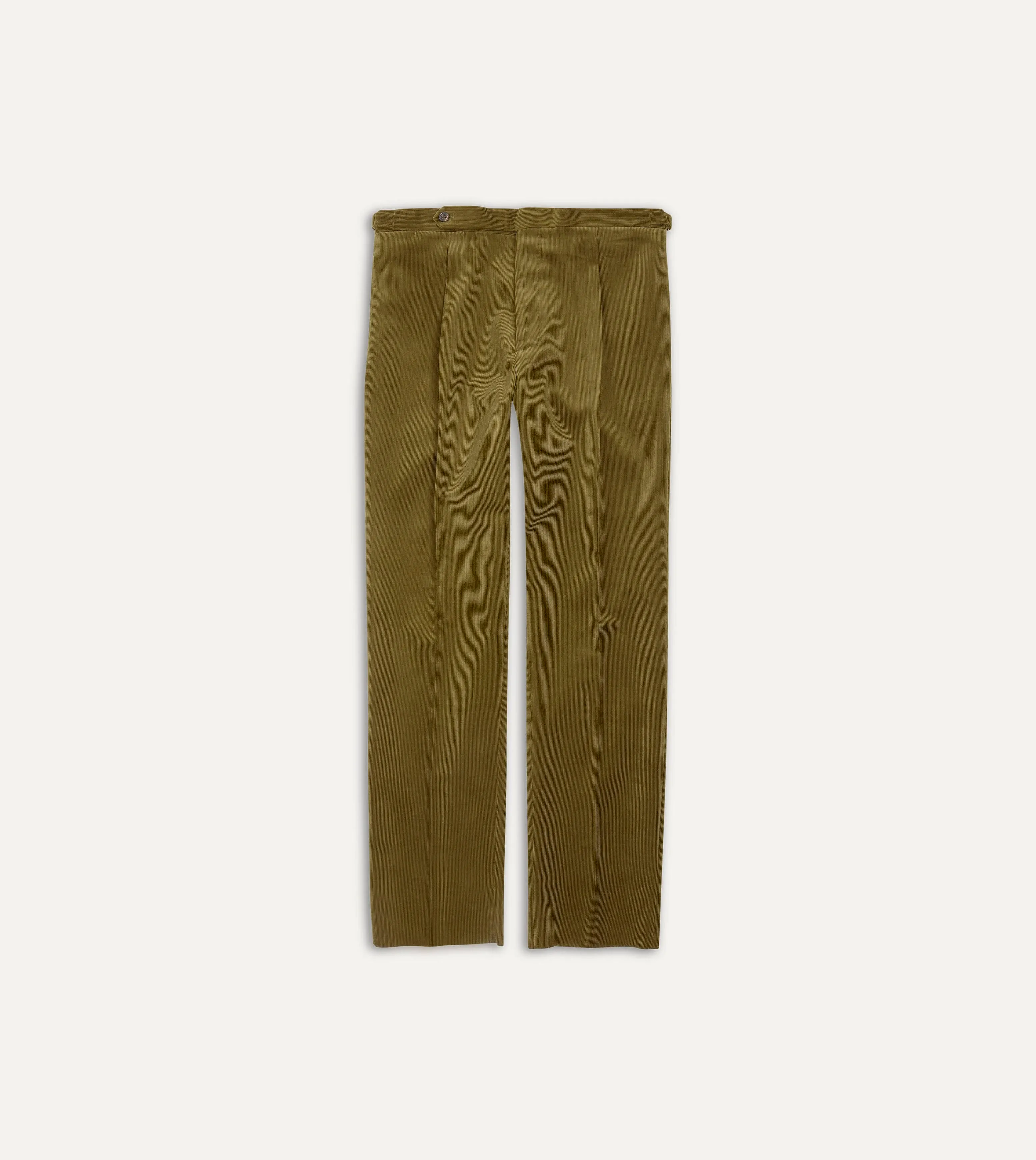Olive Mid-Wale Corduroy Single Pleat Trouser sold by Drake's London