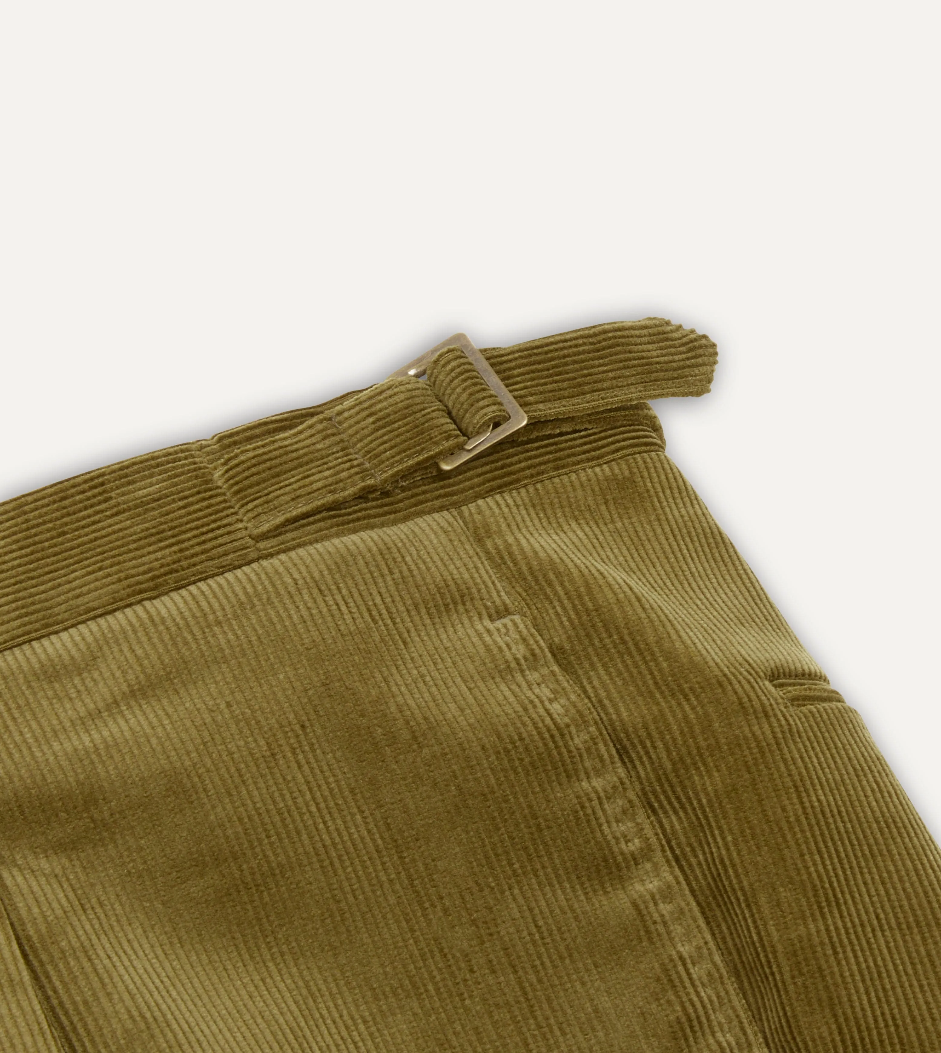 Olive Mid-Wale Corduroy Single Pleat Trouser sold by Drake's London product image thumbnail 4