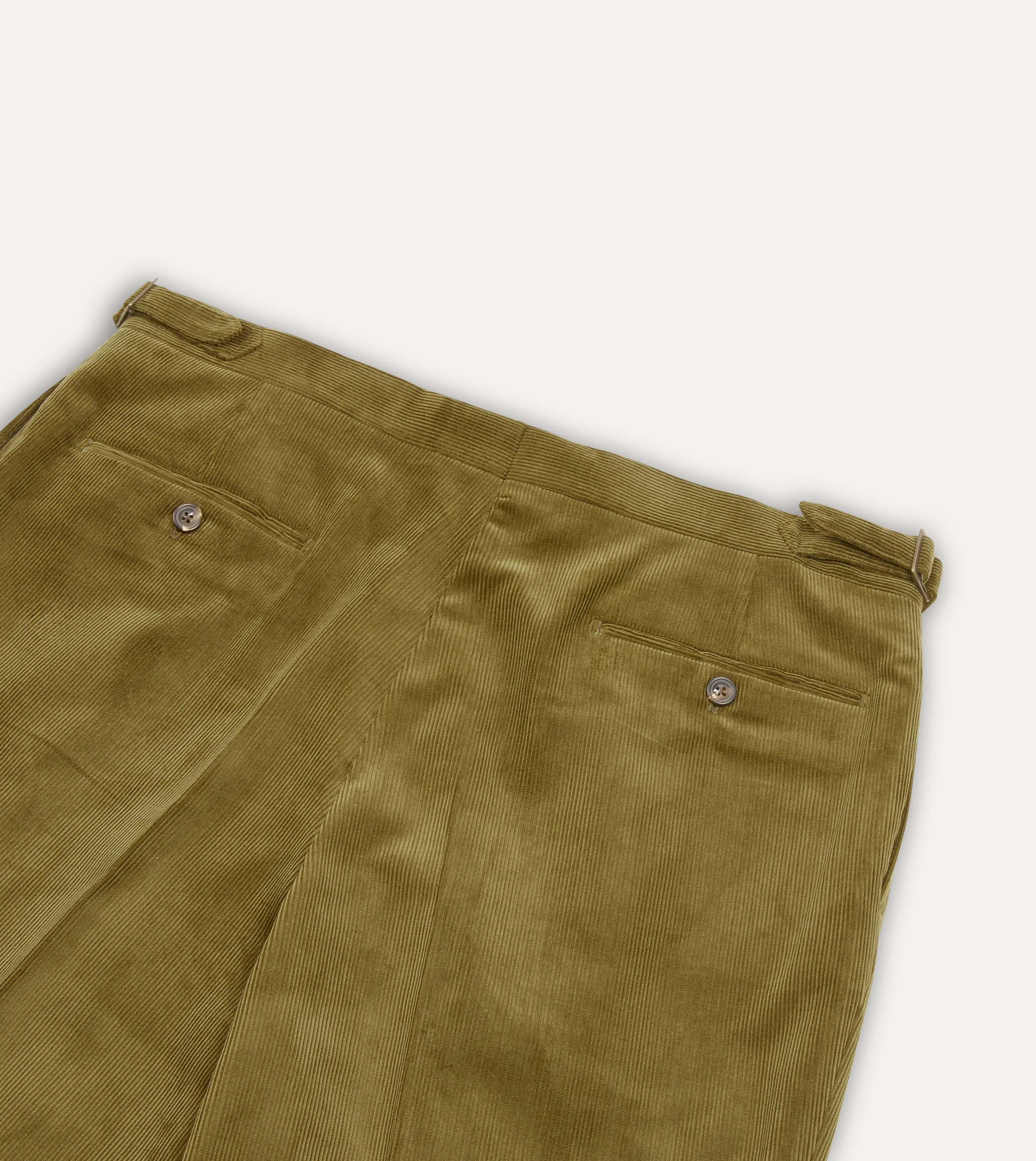 Olive Mid-Wale Corduroy Single Pleat Trouser sold by Drake's London product image thumbnail 5