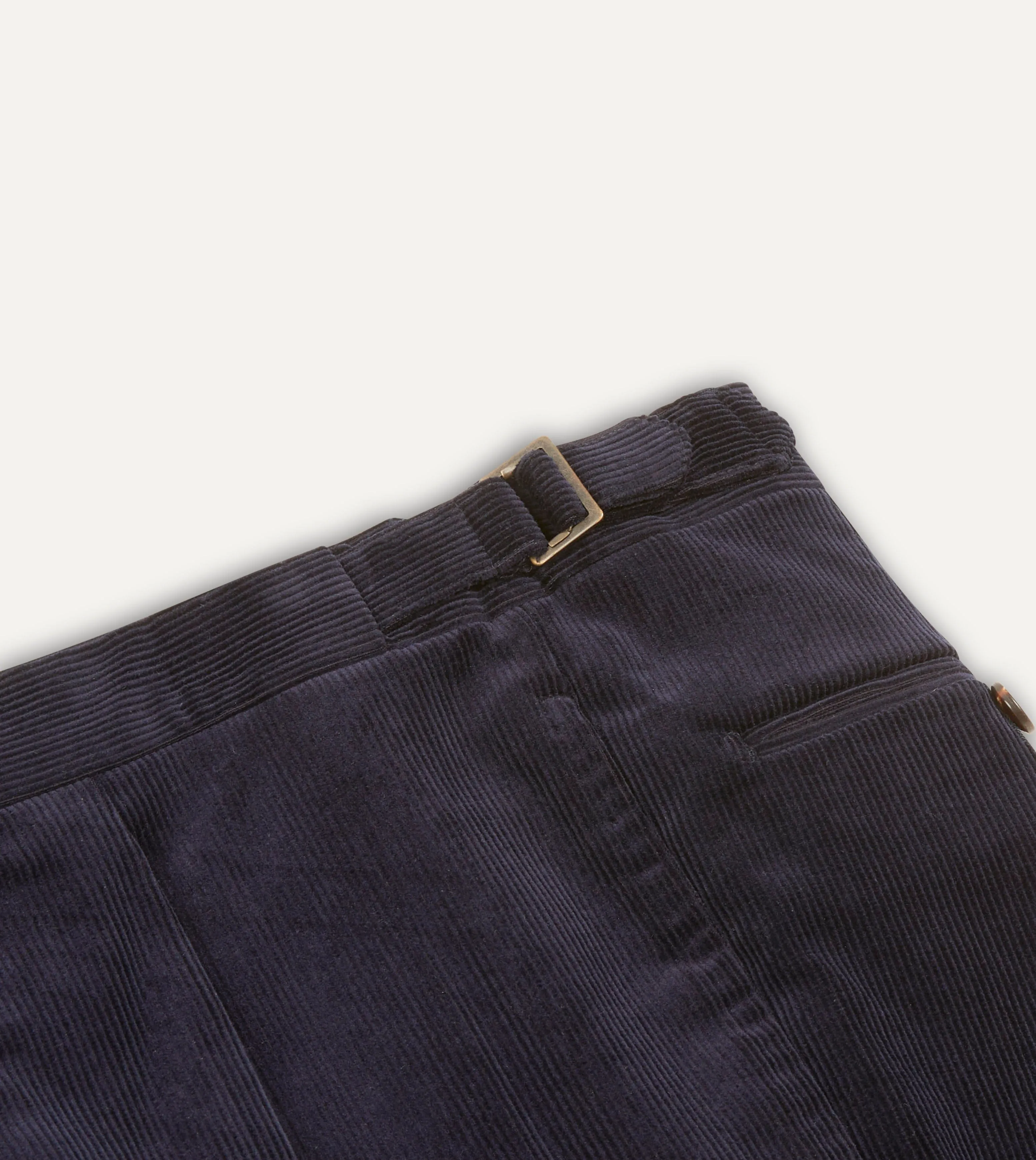 Navy Mid-Wale Corduroy Single Pleat Trouser sold by Drake's London product image thumbnail 4