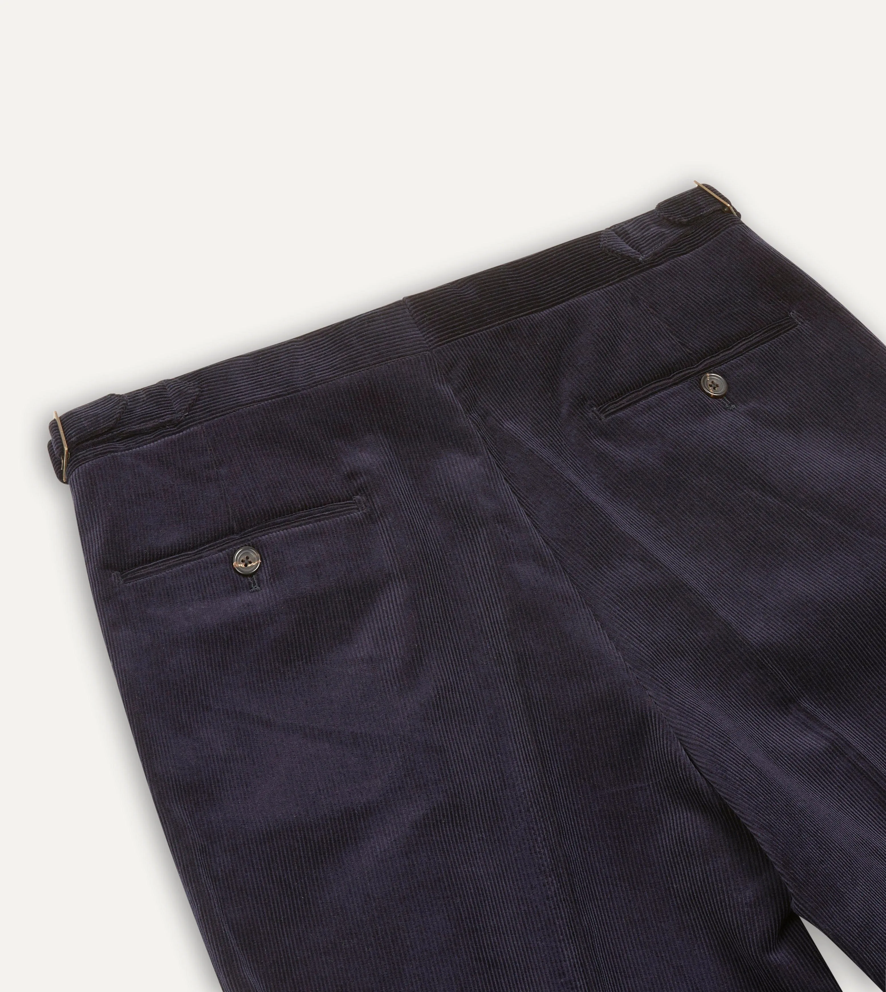 Navy Mid-Wale Corduroy Single Pleat Trouser sold by Drake's London product image thumbnail 5
