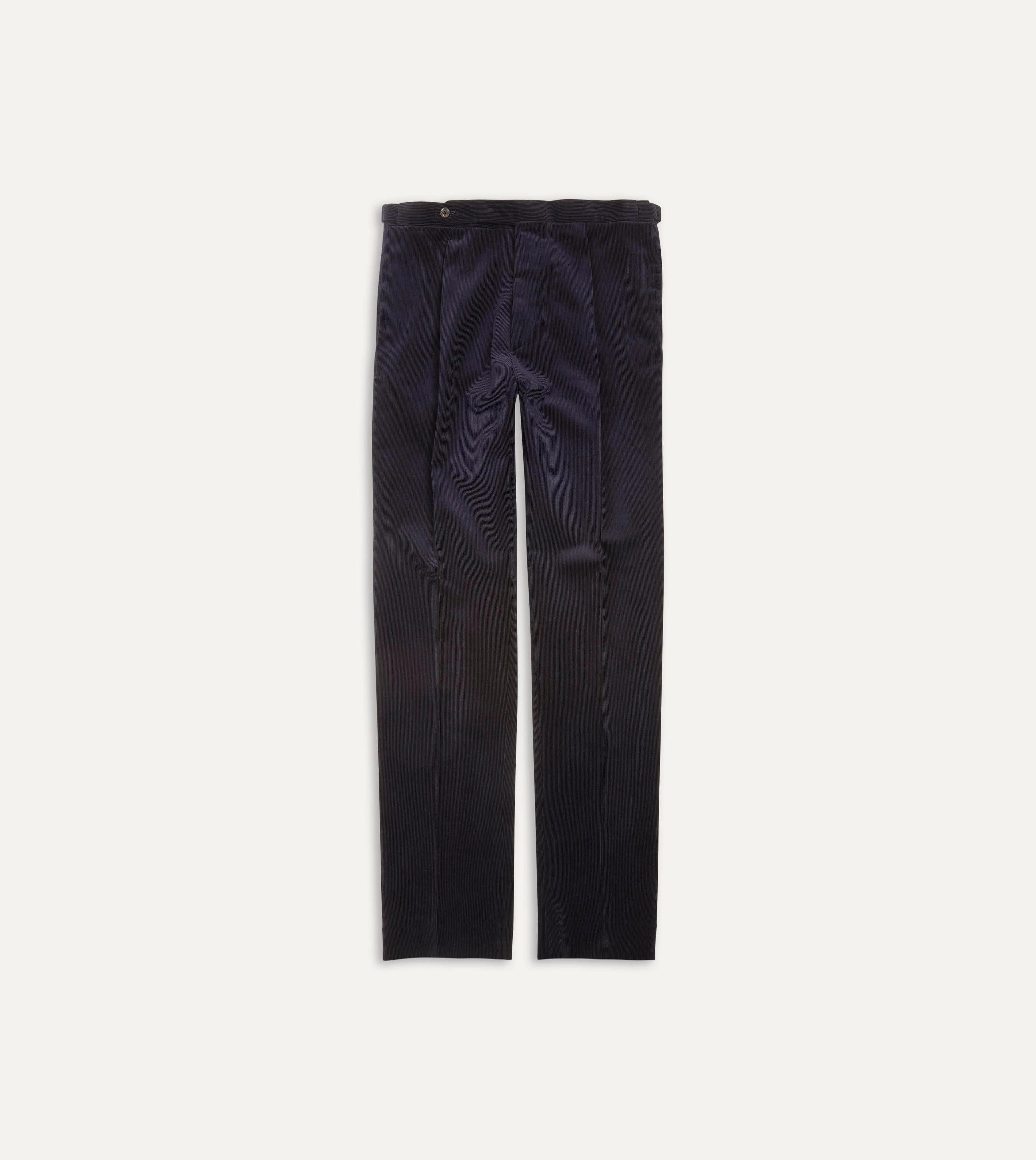Navy Mid-Wale Corduroy Single Pleat Trouser sold by Drake's London