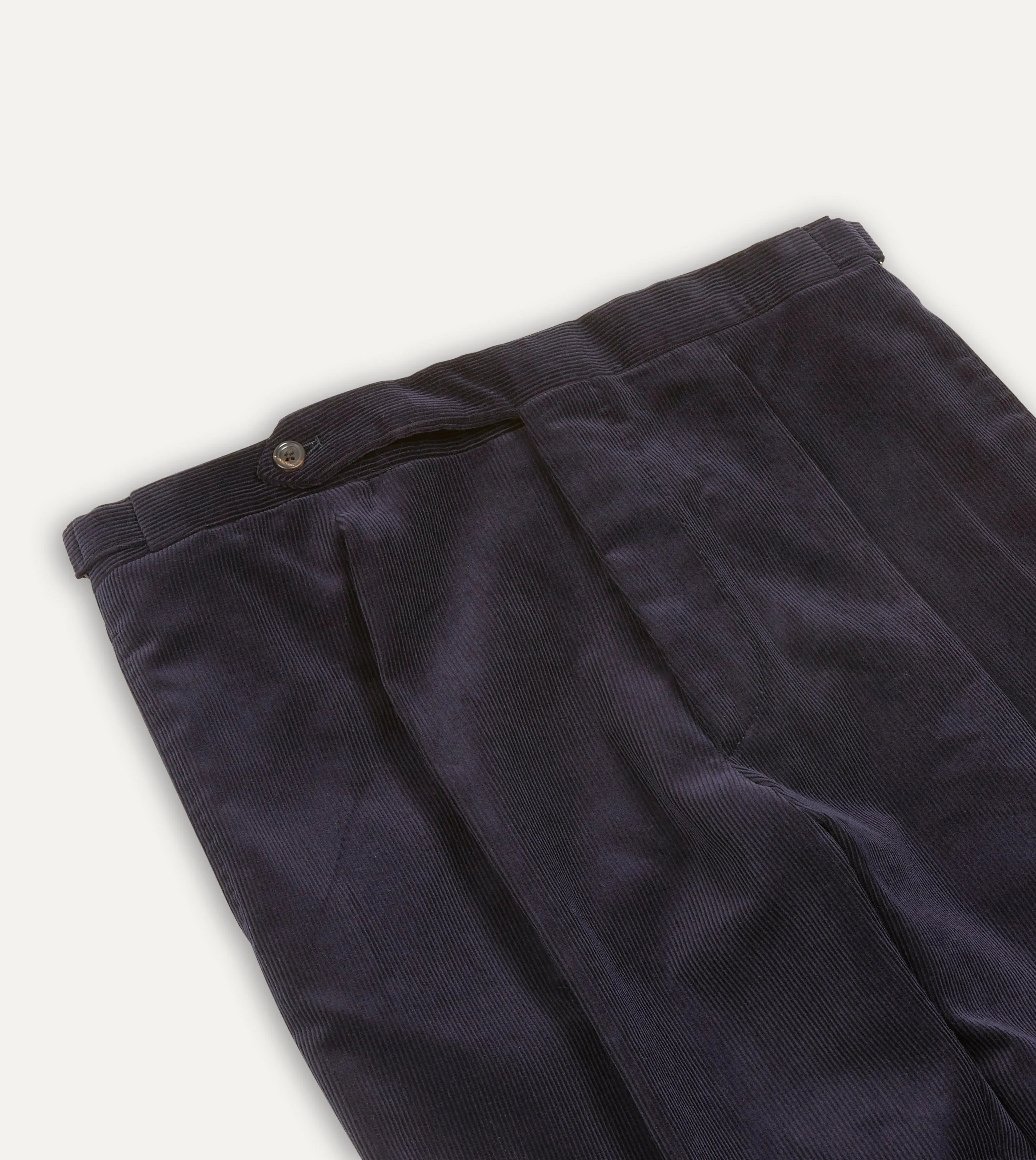 Navy Mid-Wale Corduroy Single Pleat Trouser sold by Drake's London product image thumbnail 3