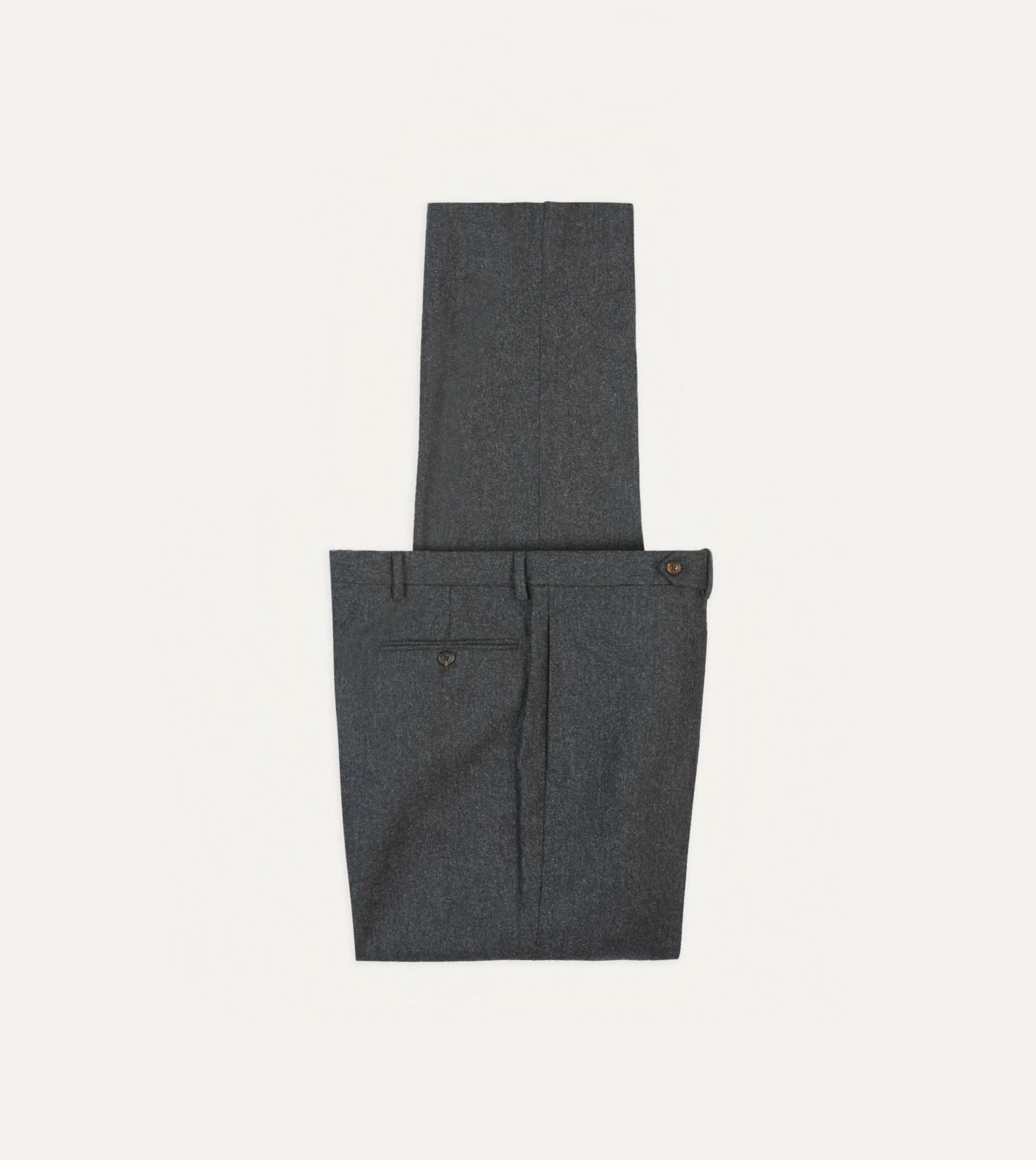 Grey Wool Flannel Flat Front Trouser sold by Drake's London
