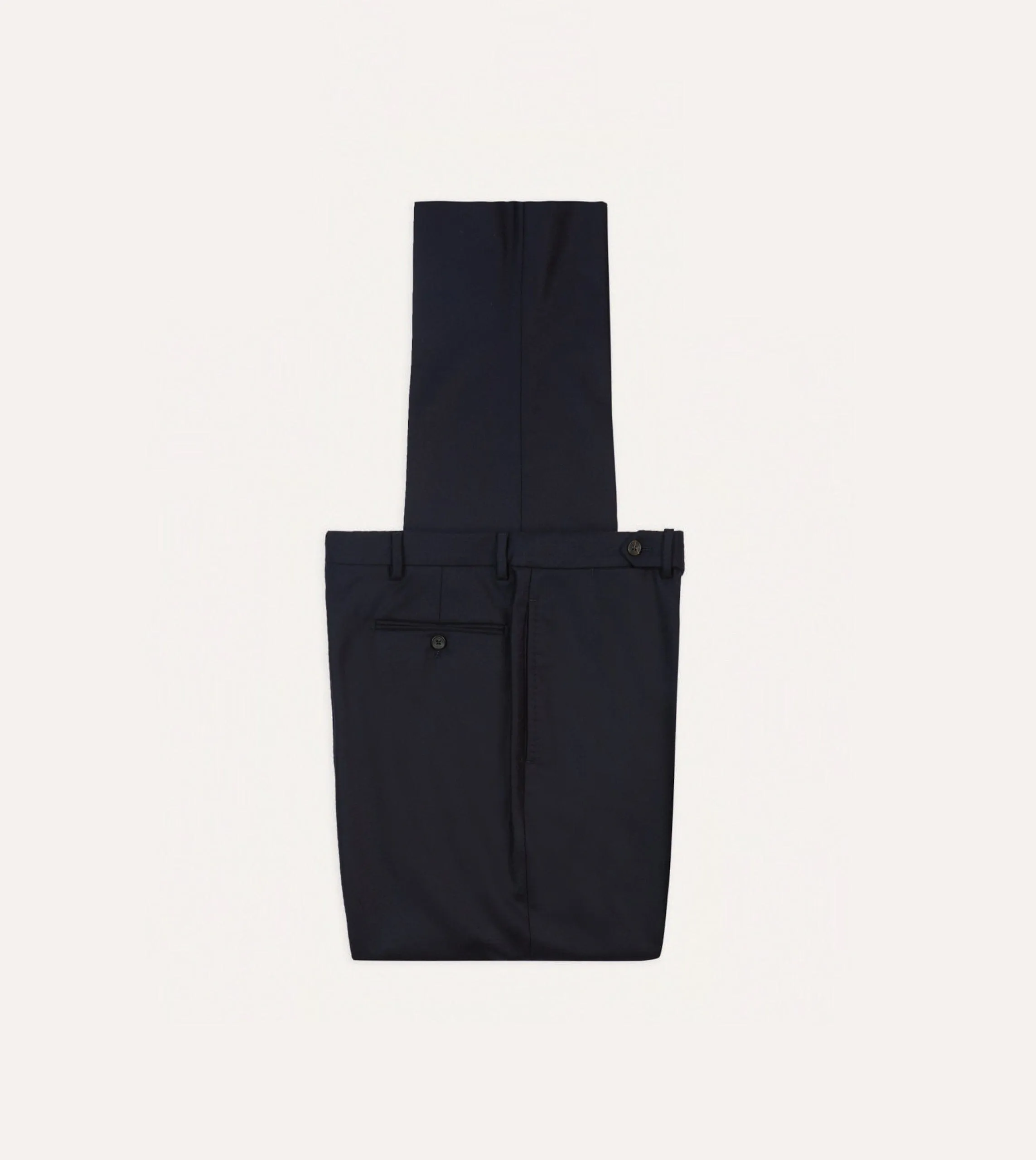 Navy Wool Flannel Flat Front Trousers sold by Drake's London