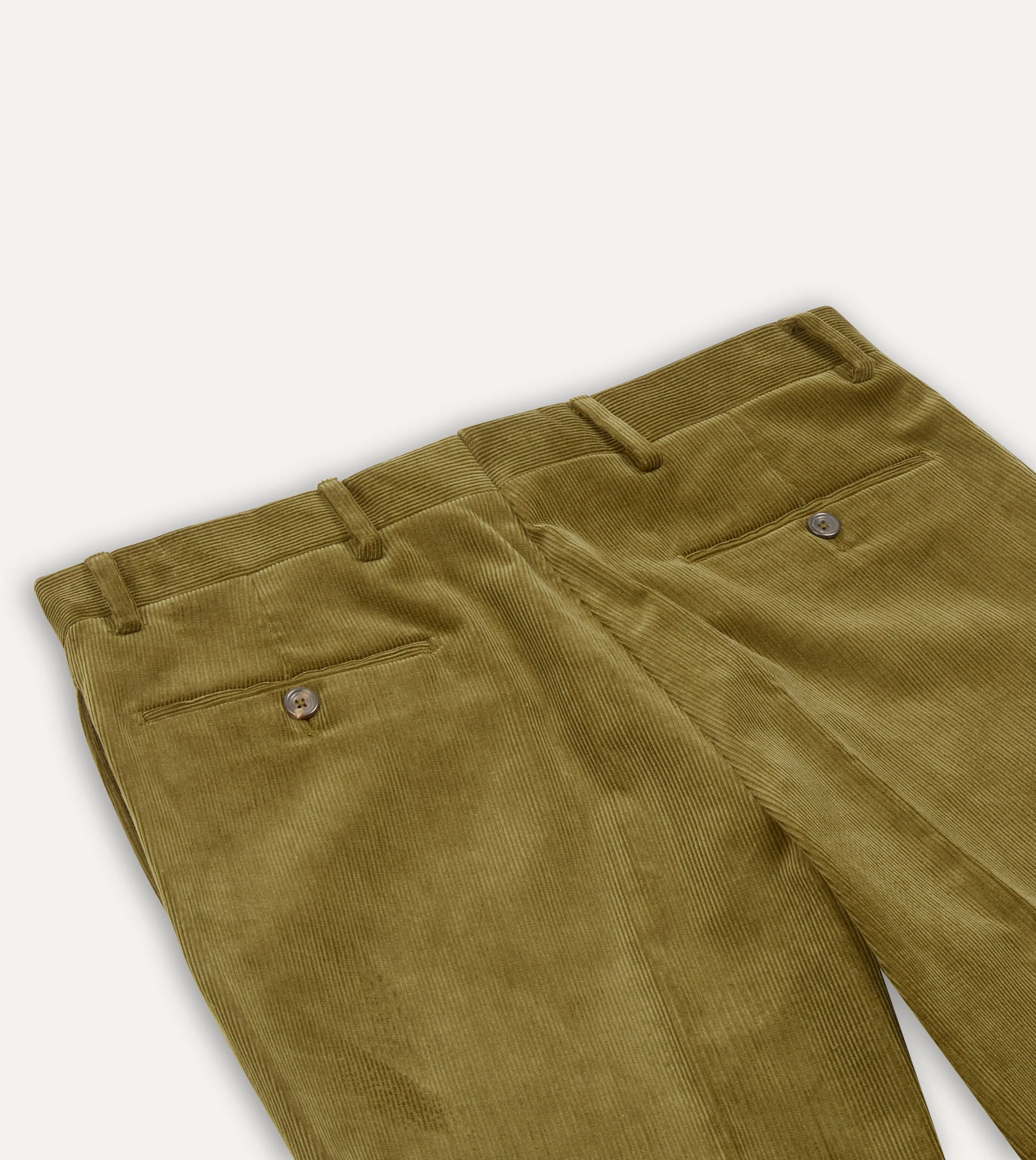 Olive Mid-Wale Corduroy Flat Front Trouser sold by Drake's London product image thumbnail 4