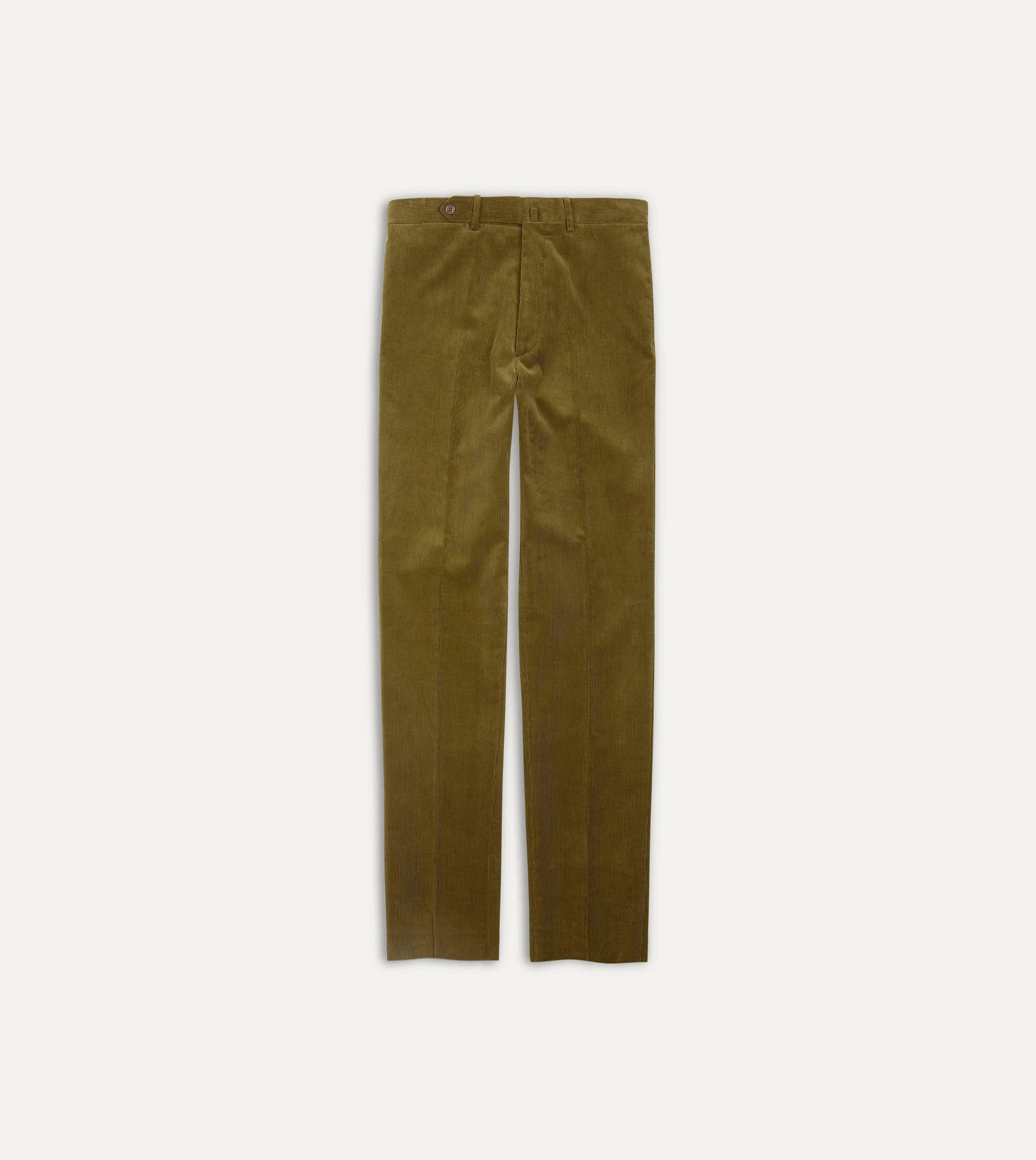 Olive Mid-Wale Corduroy Flat Front Trouser sold by Drake's London
