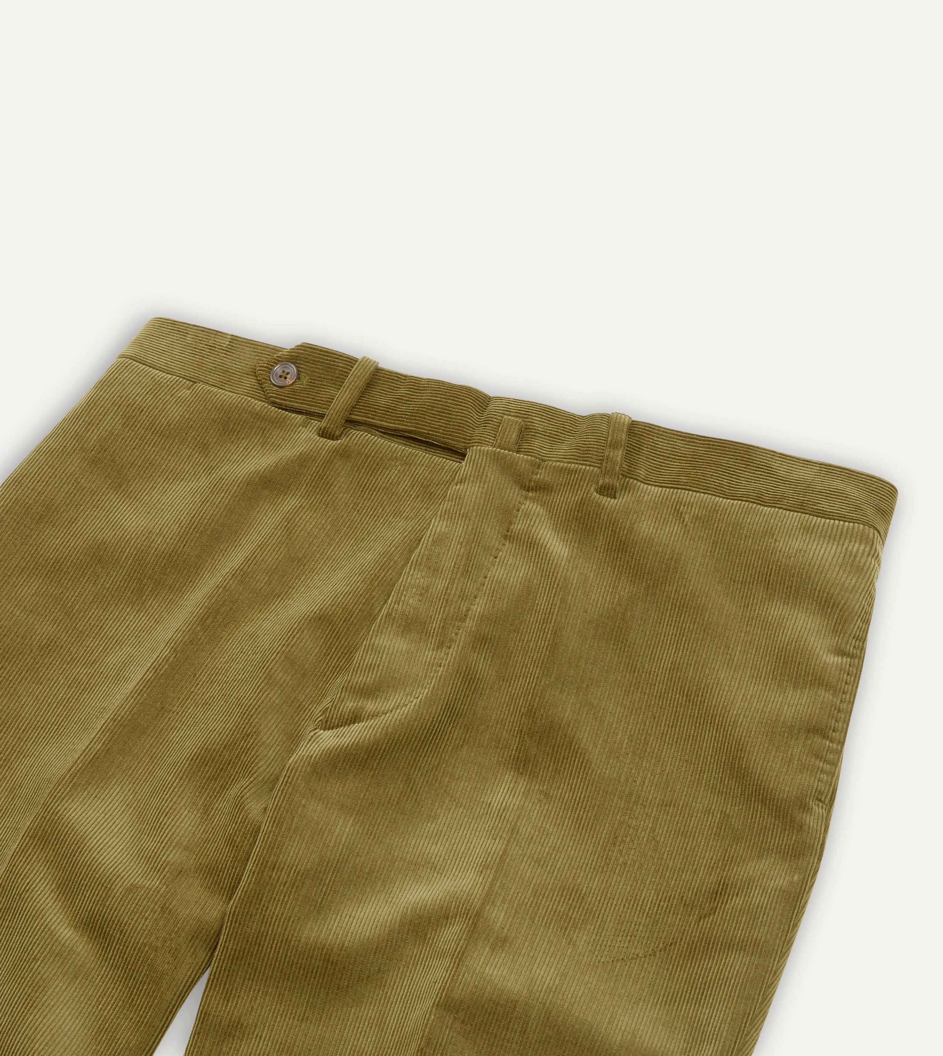 Olive Mid-Wale Corduroy Flat Front Trouser sold by Drake's London product image thumbnail 3
