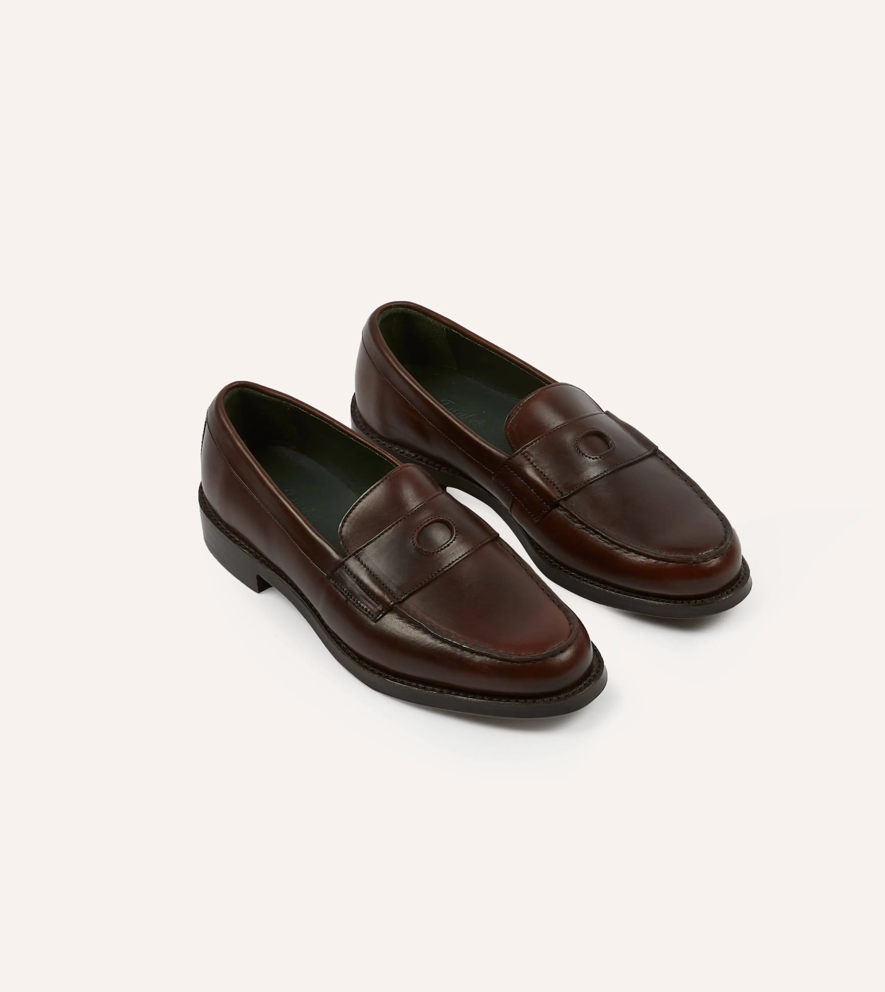 Brown Leather Charles Goodyear Welted Penny Loafer sold by Drake's London