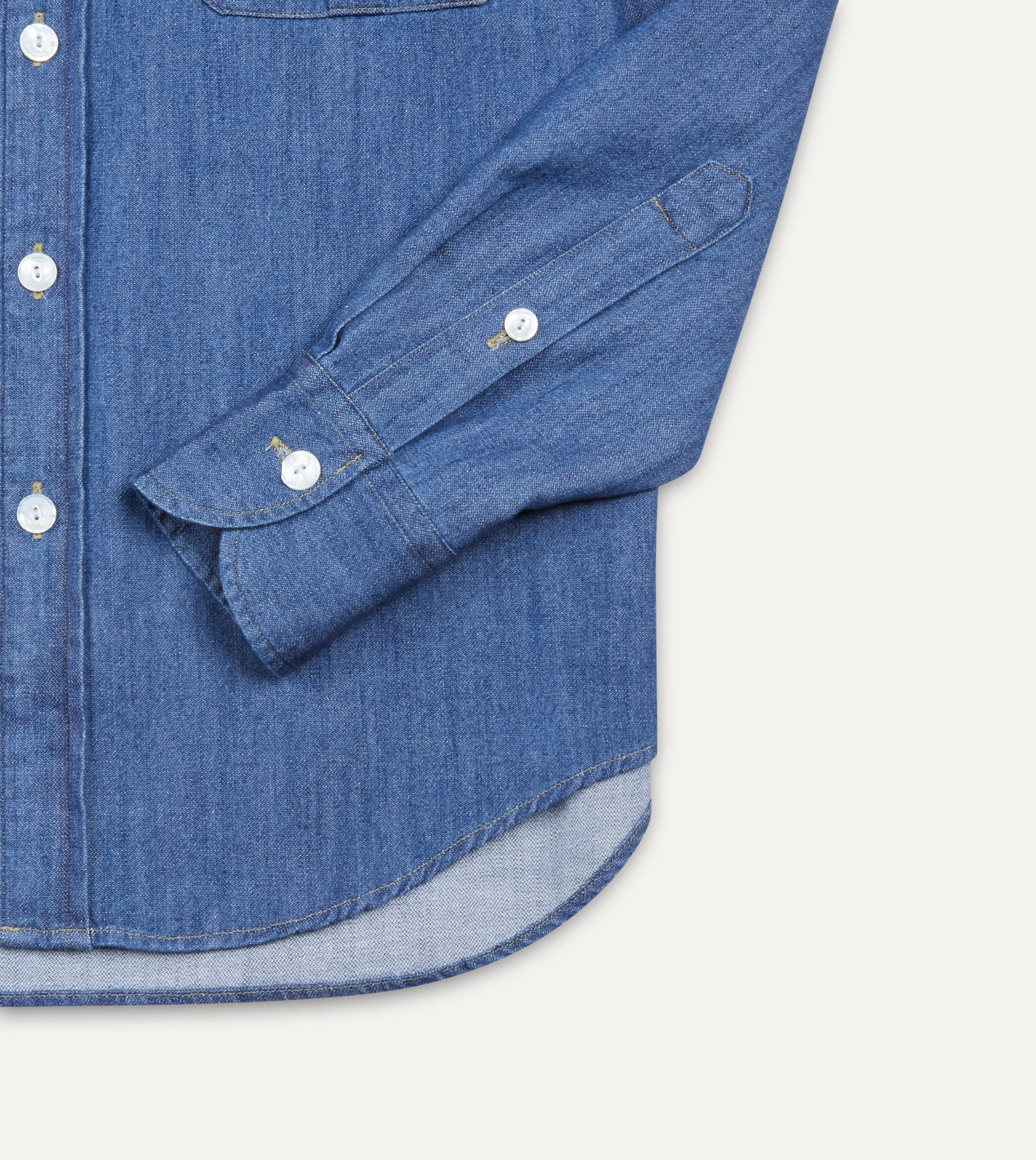 Mid-Blue Washed Denim Cotton Two-Pocket Work Shirt sold by Drake's London product image thumbnail 4