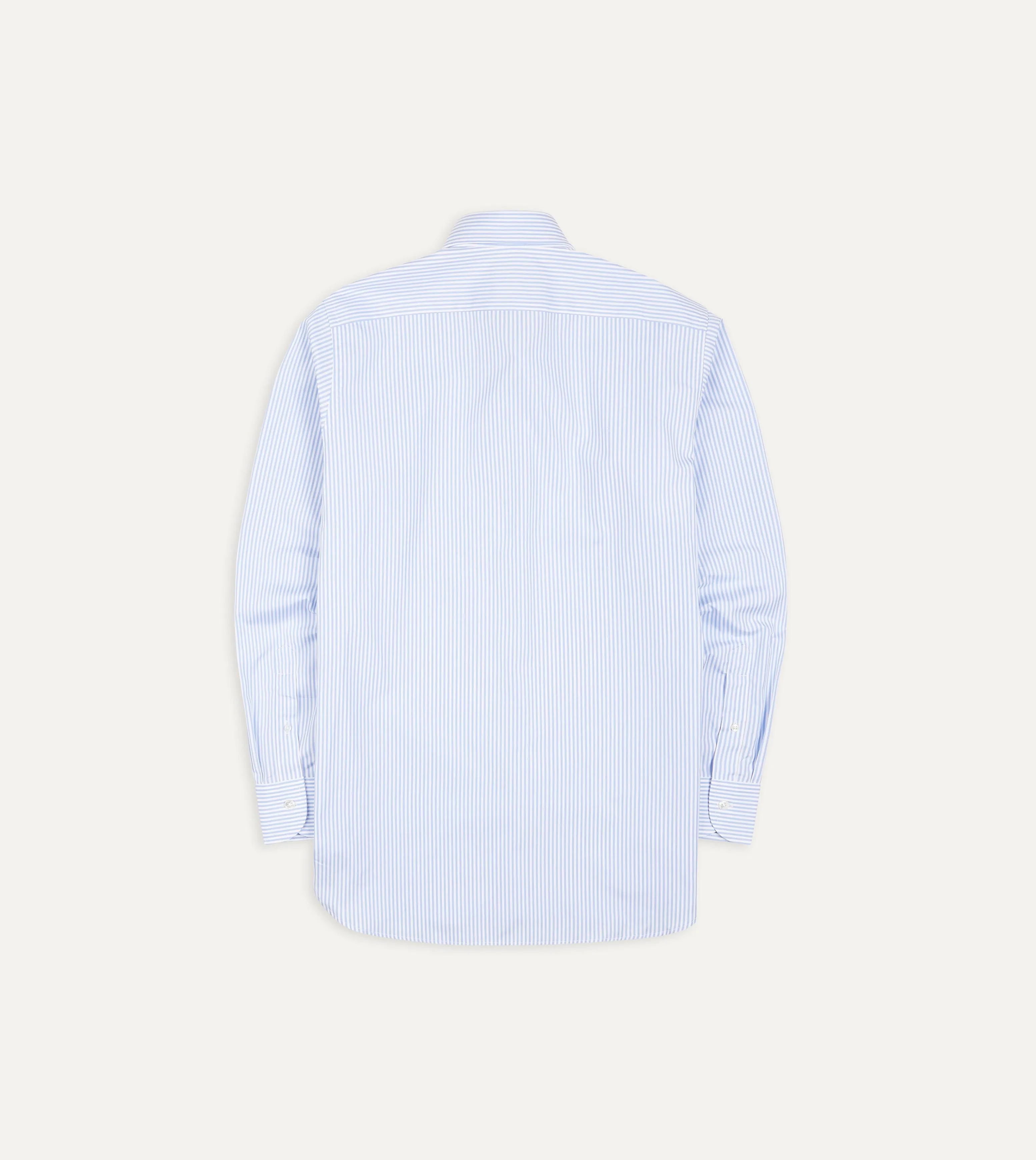 Sky Blue and White Bengal Stripe Spread Collar Cotton Poplin Shirt sold by Drake's London product image thumbnail 3