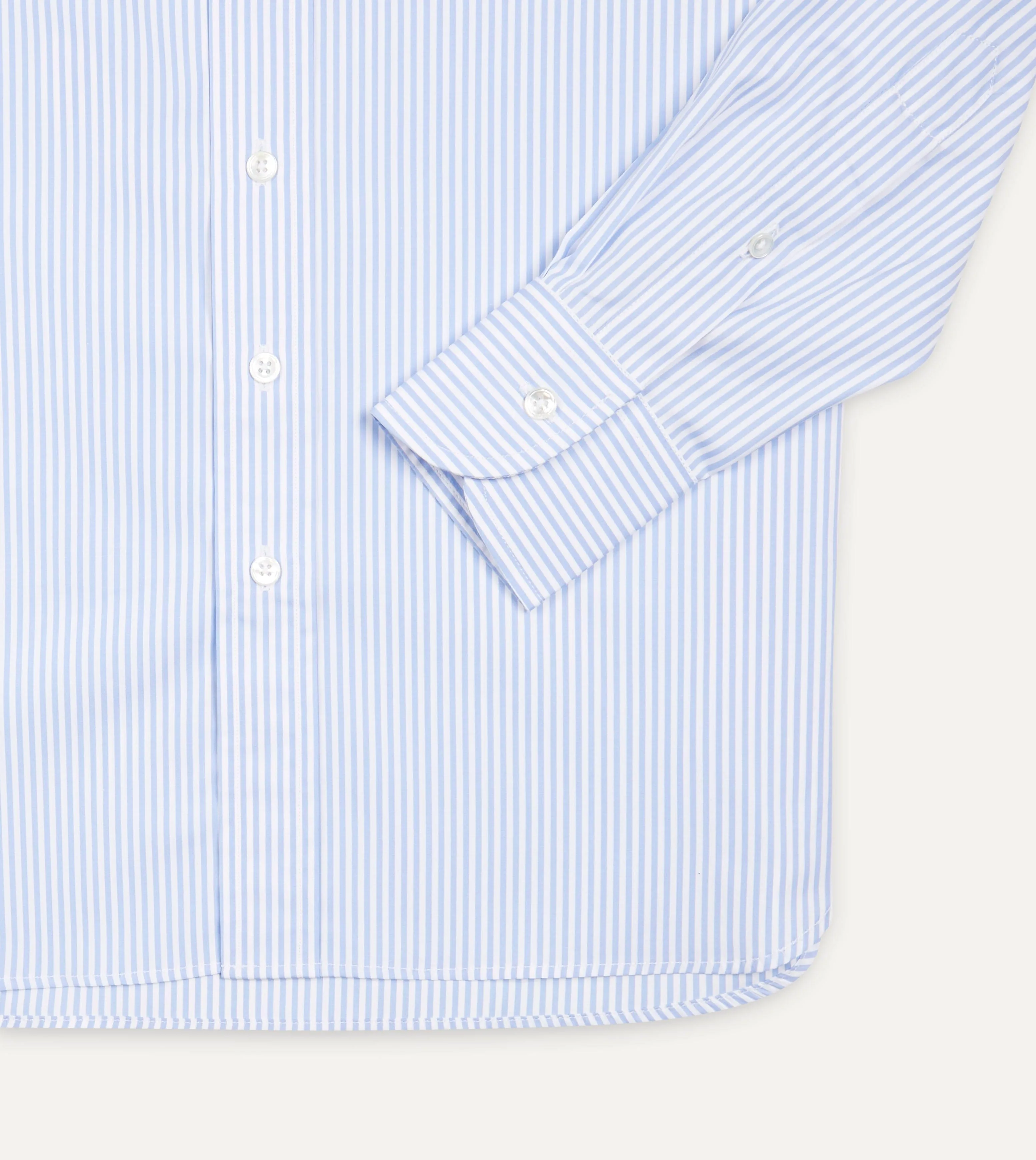 Sky Blue and White Bengal Stripe Spread Collar Cotton Poplin Shirt sold by Drake's London product image thumbnail 5
