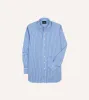 Dark Blue and White Bengal Stripe Spread Collar Cotton Poplin Shirt sold by Drake's London