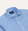 Dark Blue and White Bengal Stripe Spread Collar Cotton Poplin Shirt sold by Drake's London