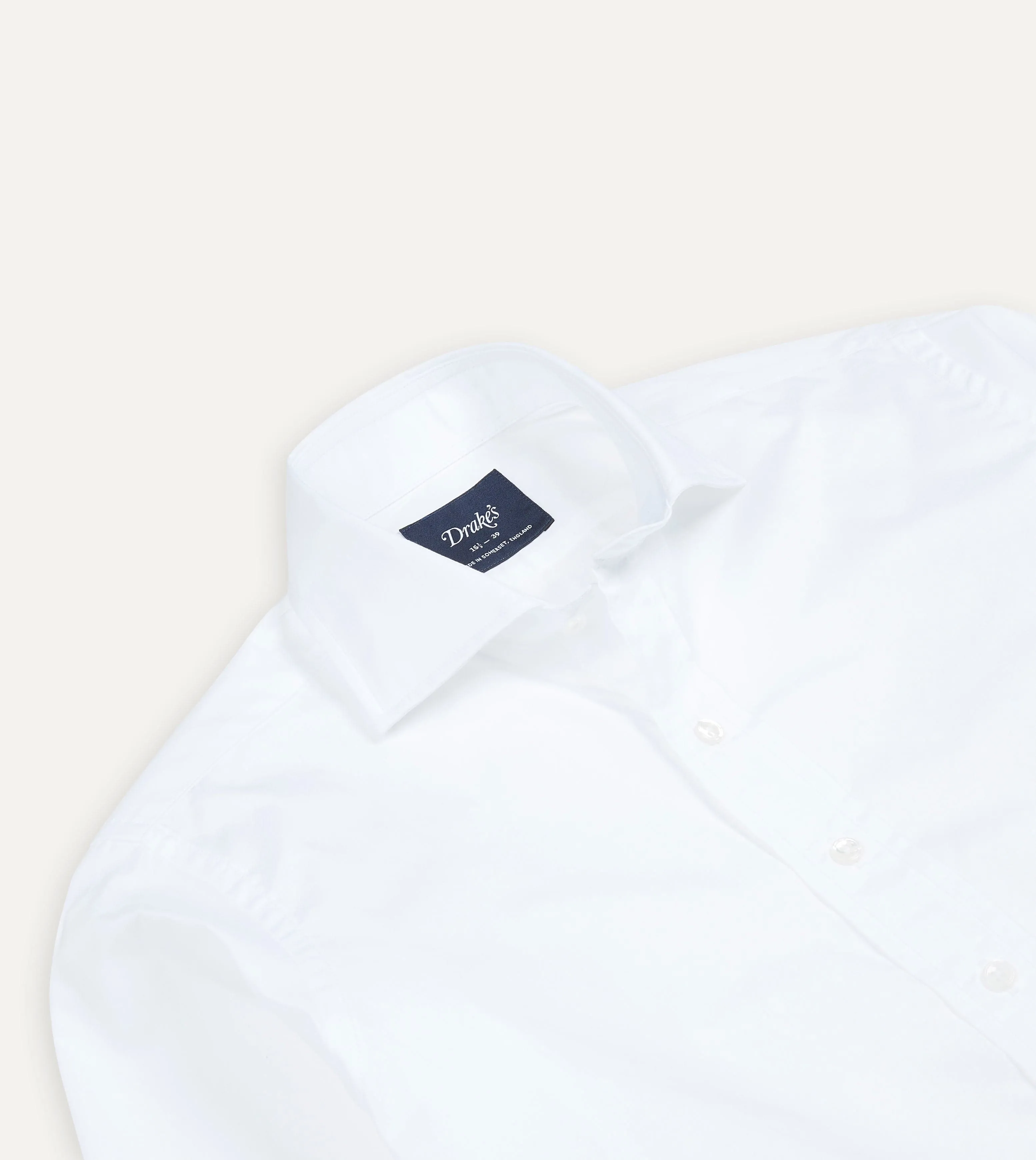 White Cotton Spread Collar Poplin Shirt sold by Drake's London product image thumbnail 4