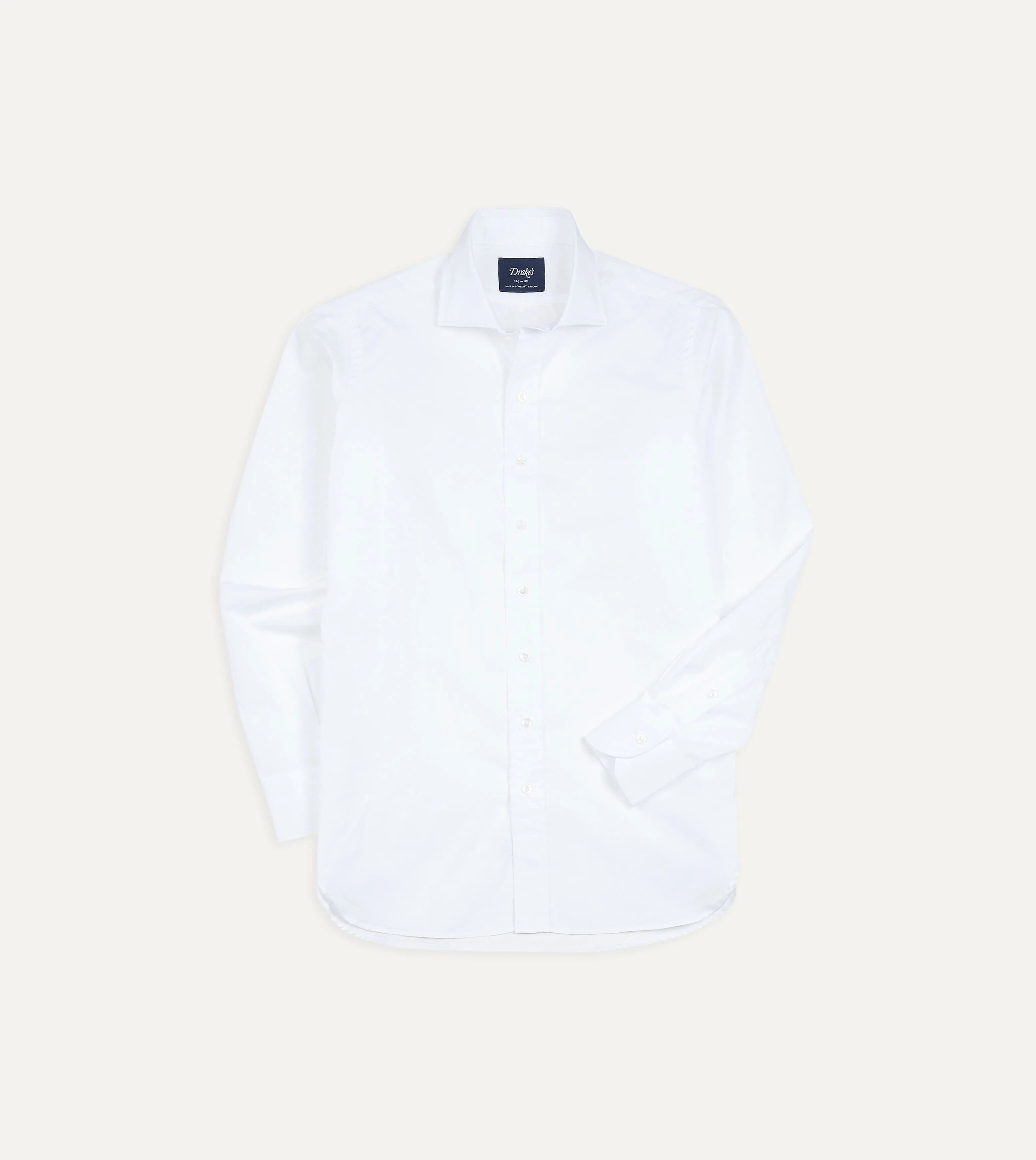 White Cotton Spread Collar Poplin Shirt sold by Drake's London