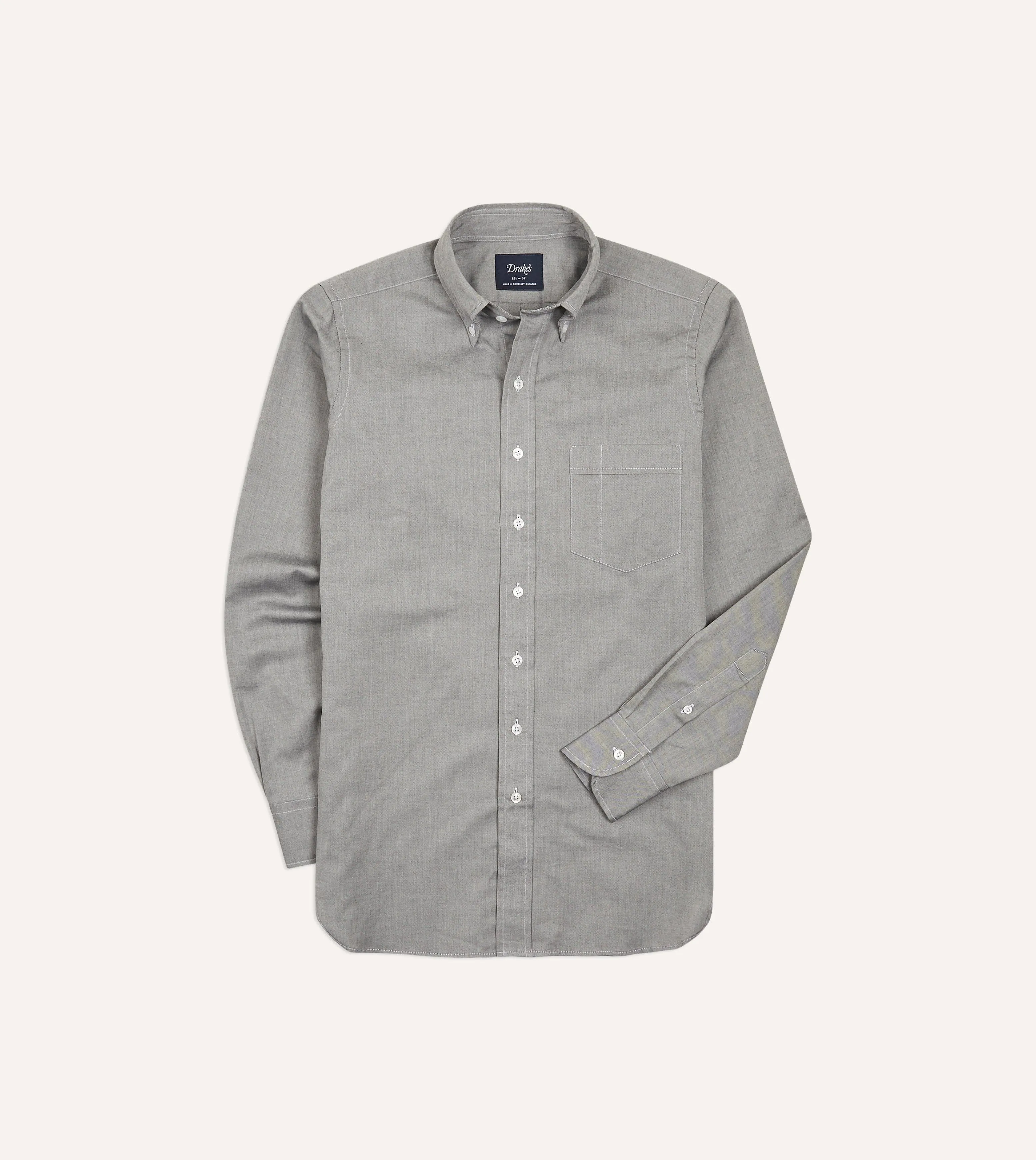 Grey Pinpoint Oxford Cotton Cloth Button-Down Shirt sold by Drake's London