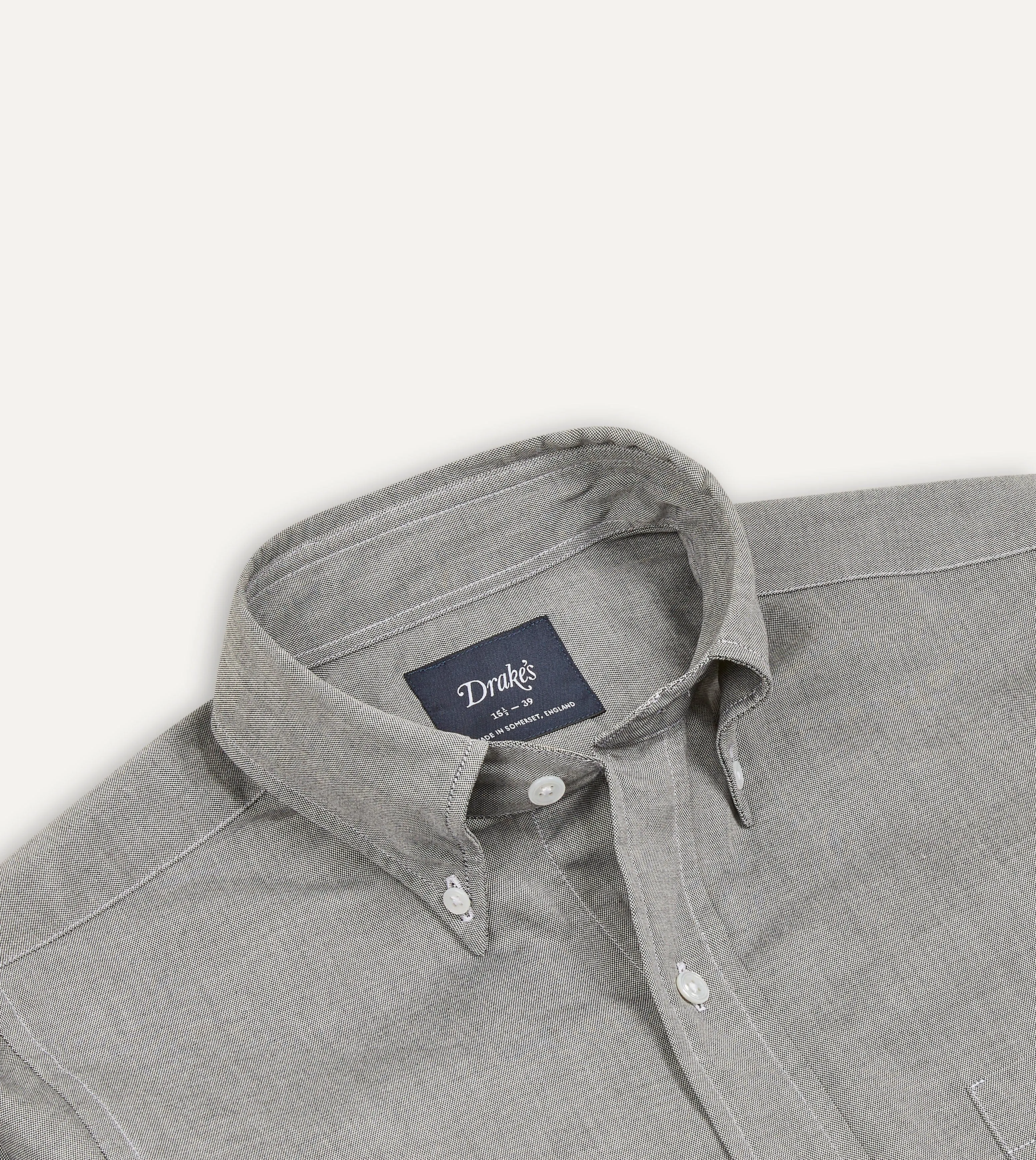 Grey Pinpoint Oxford Cotton Cloth Button-Down Shirt sold by Drake's London product image thumbnail 3