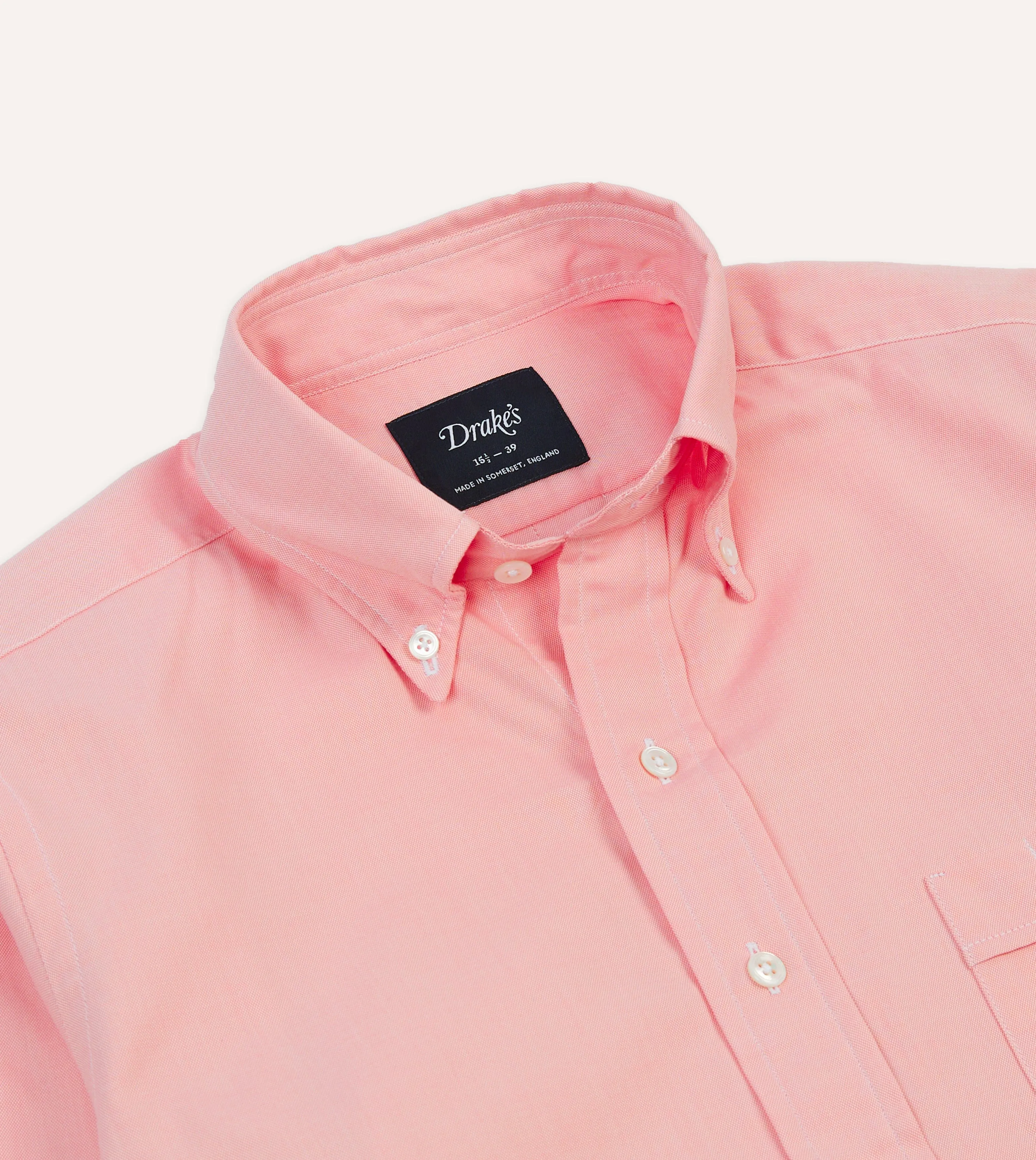 Pink Pinpoint Oxford Cotton Cloth Button-Down Shirt sold by Drake's London product image thumbnail 3