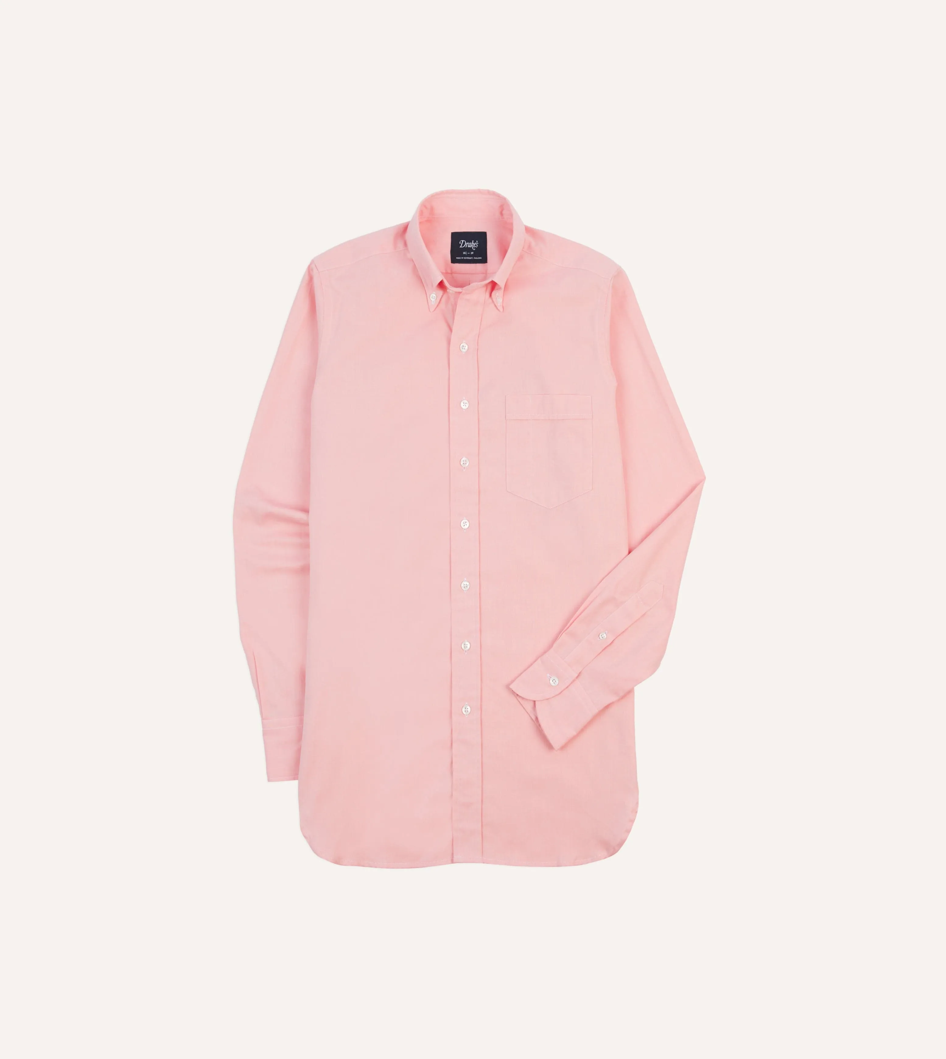 Pink Pinpoint Oxford Cotton Cloth Button-Down Shirt sold by Drake's London