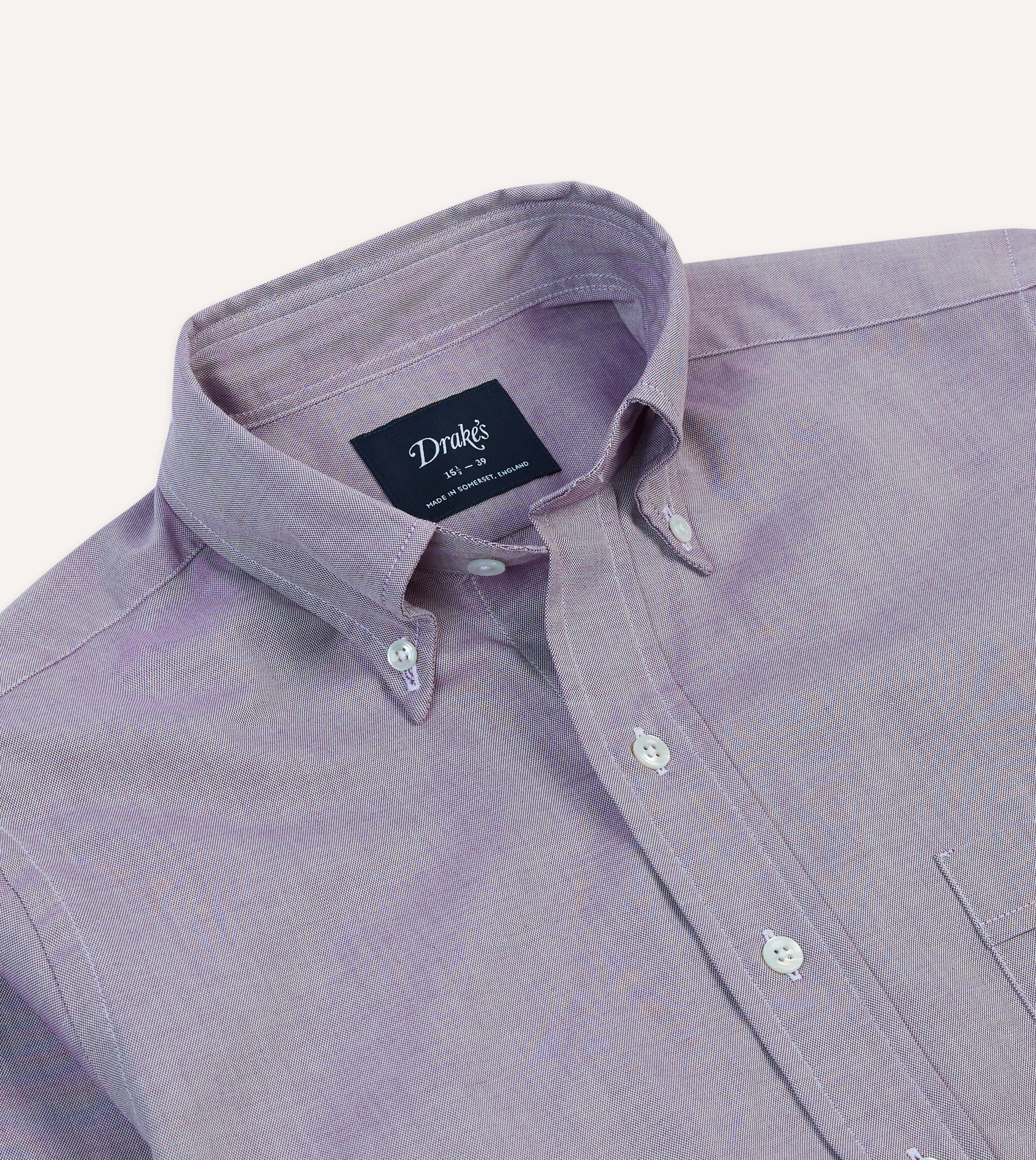 Lilac Pinpoint Oxford Cotton Cloth Button-Down Shirt sold by Drake's London product image thumbnail 3