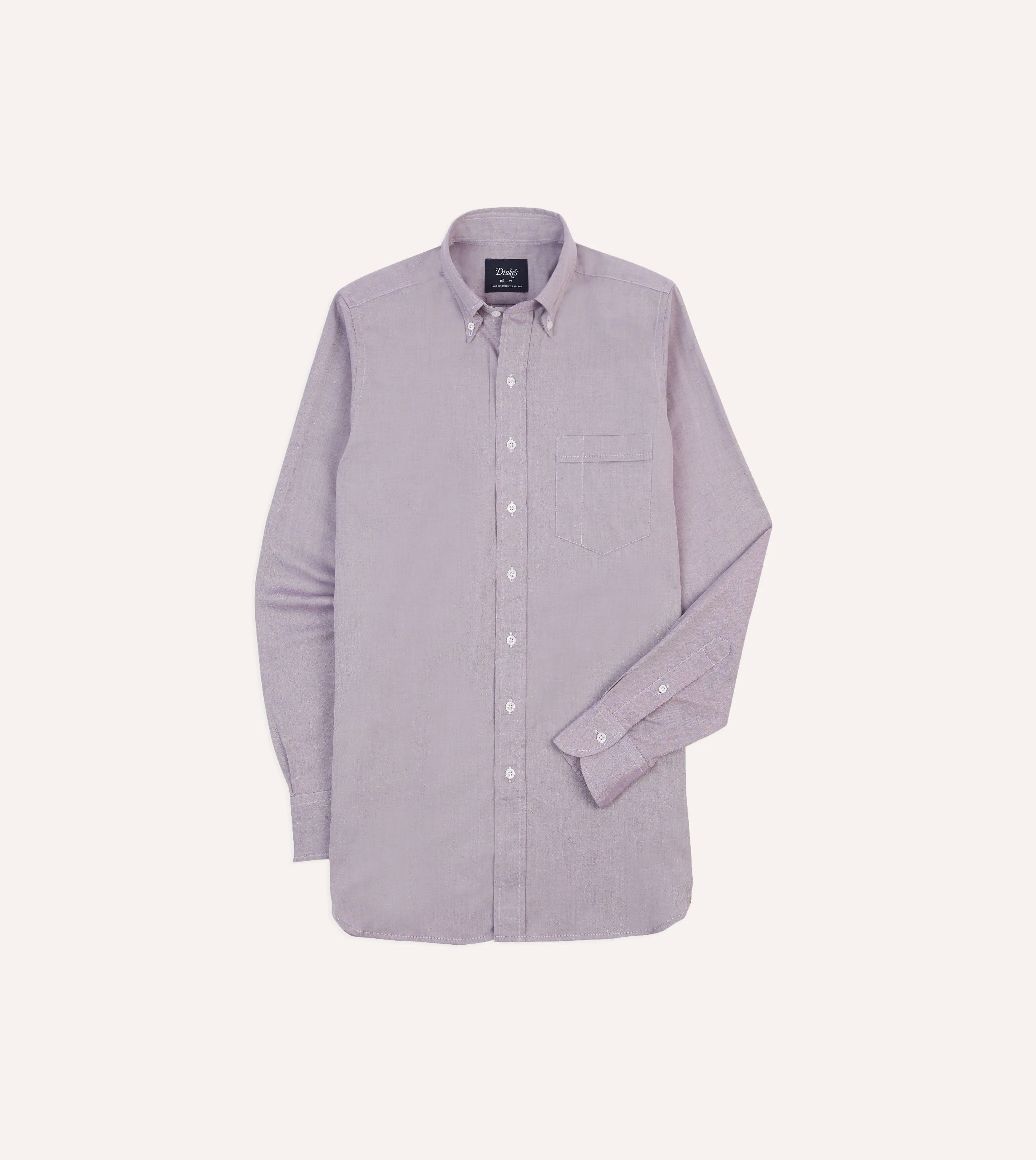 Lilac Pinpoint Oxford Cotton Cloth Button-Down Shirt sold by Drake's London