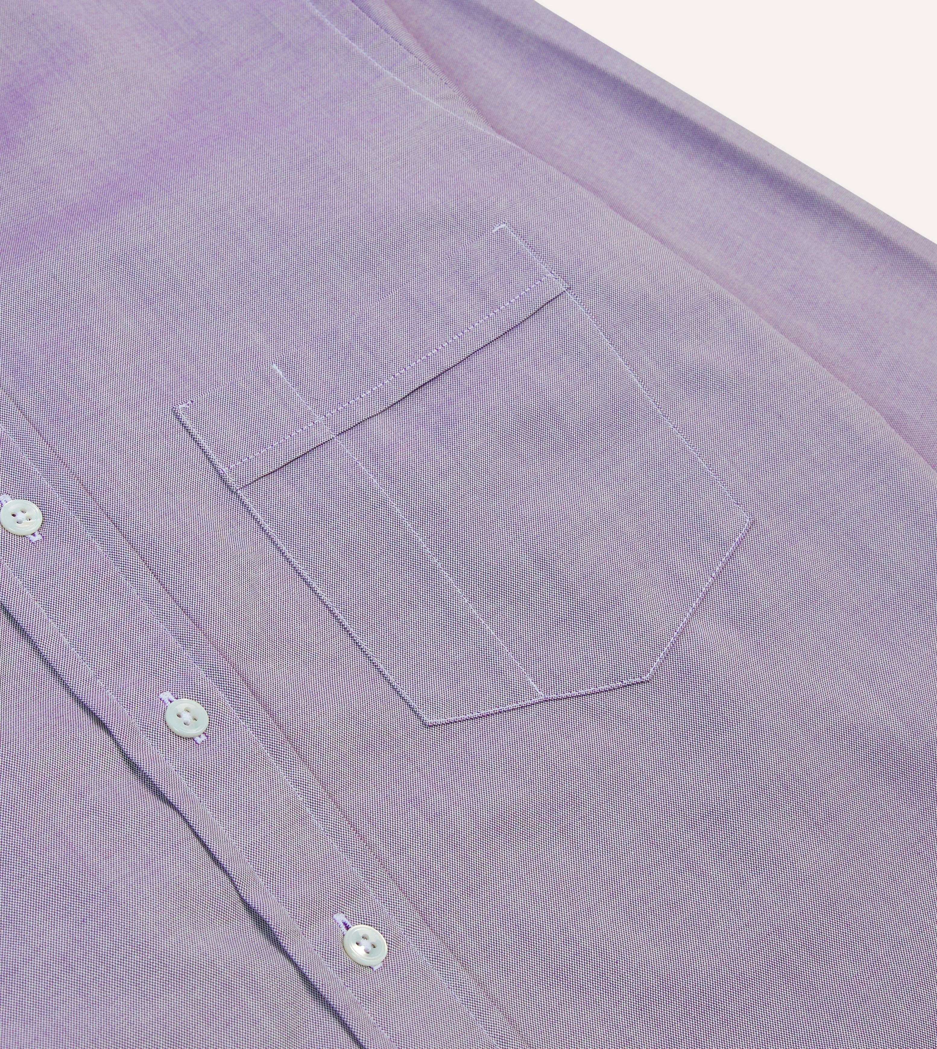 Lilac Pinpoint Oxford Cotton Cloth Button-Down Shirt sold by Drake's London product image thumbnail 4