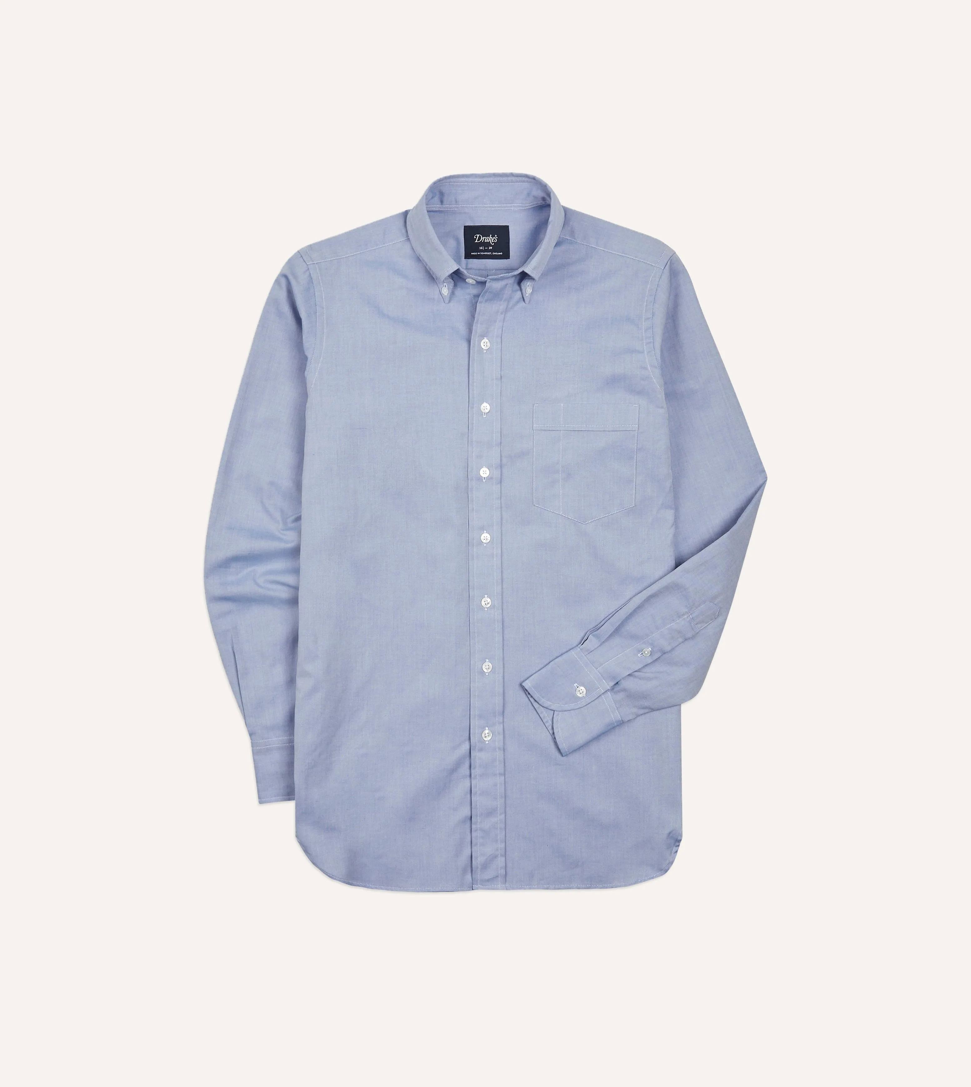 Navy Pinpoint Oxford Cotton Cloth Button-Down Shirt sold by Drake's London