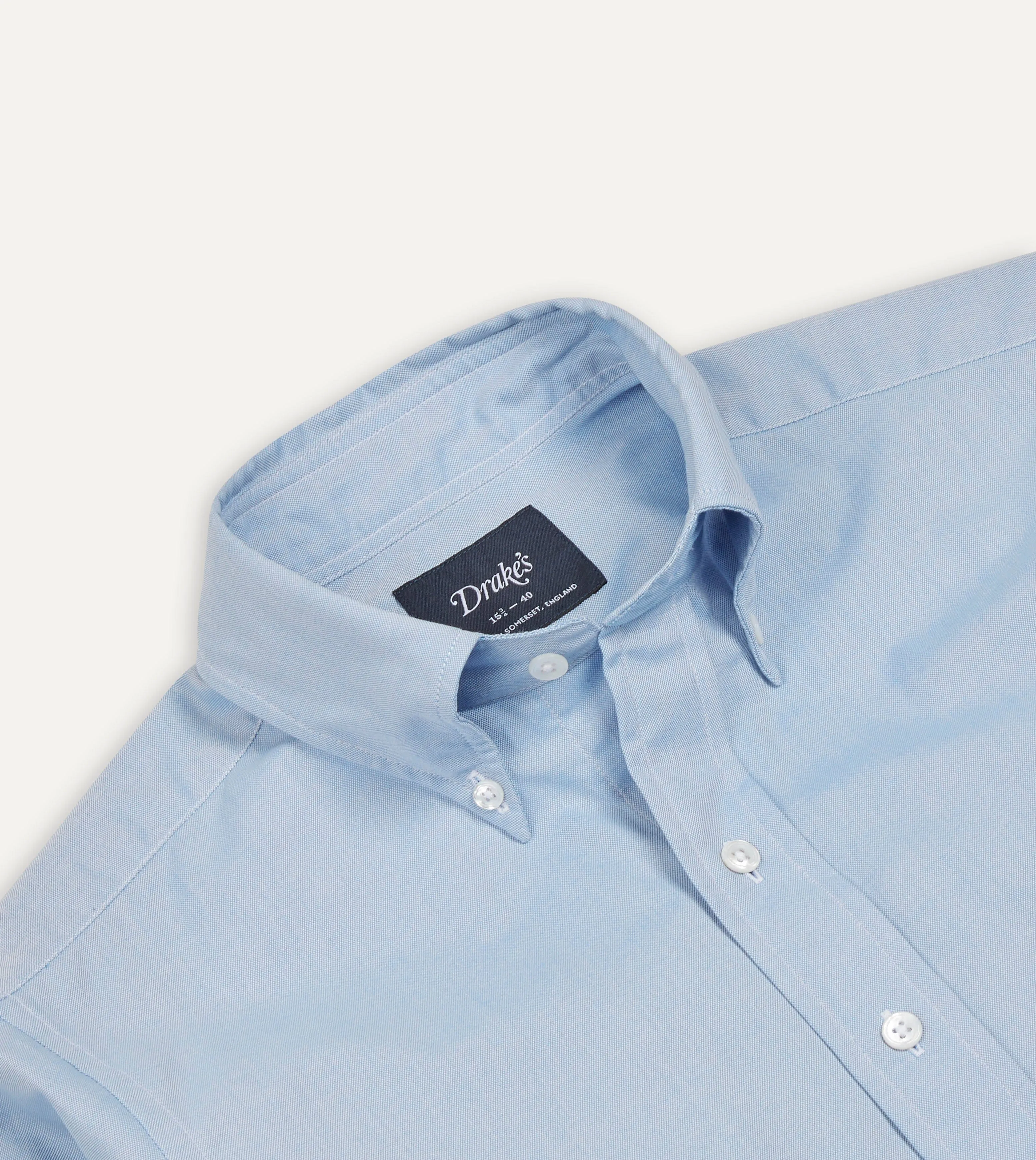 Blue Pinpoint Oxford Cotton Cloth Button-Down Shirt sold by Drake's London product image thumbnail 3