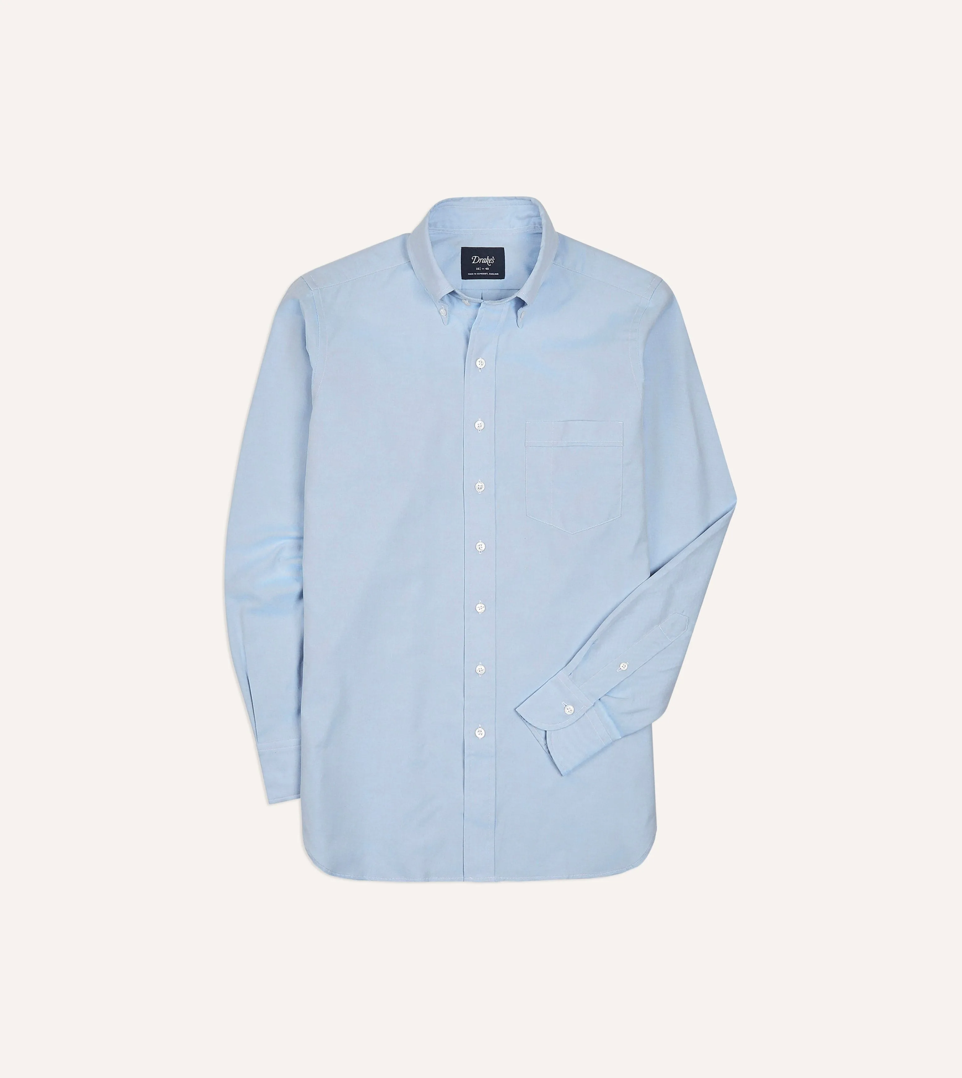 Blue Pinpoint Oxford Cotton Cloth Button-Down Shirt sold by Drake's London