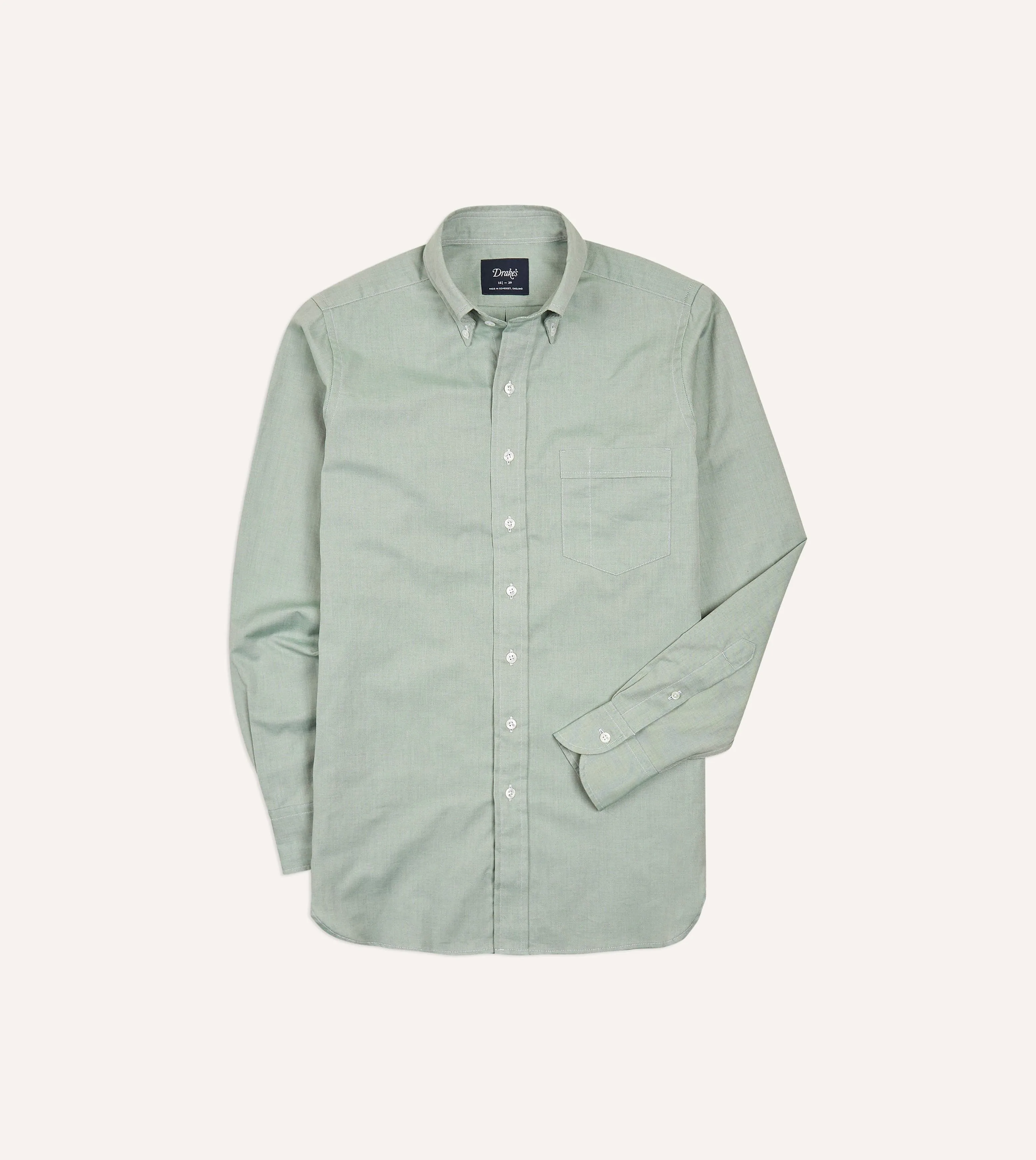 Green Pinpoint Oxford Cotton Cloth Button-Down Shirt sold by Drake's London