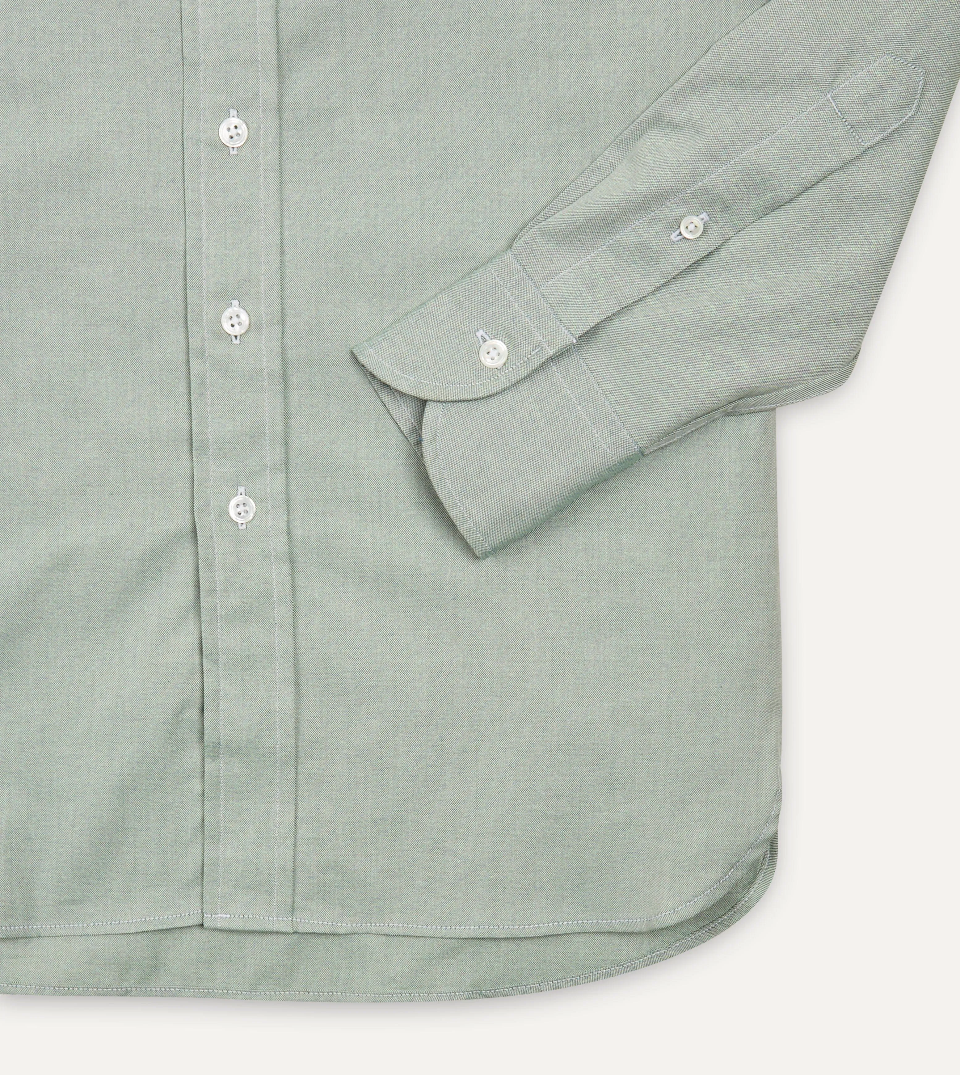Green Pinpoint Oxford Cotton Cloth Button-Down Shirt sold by Drake's London product image thumbnail 5